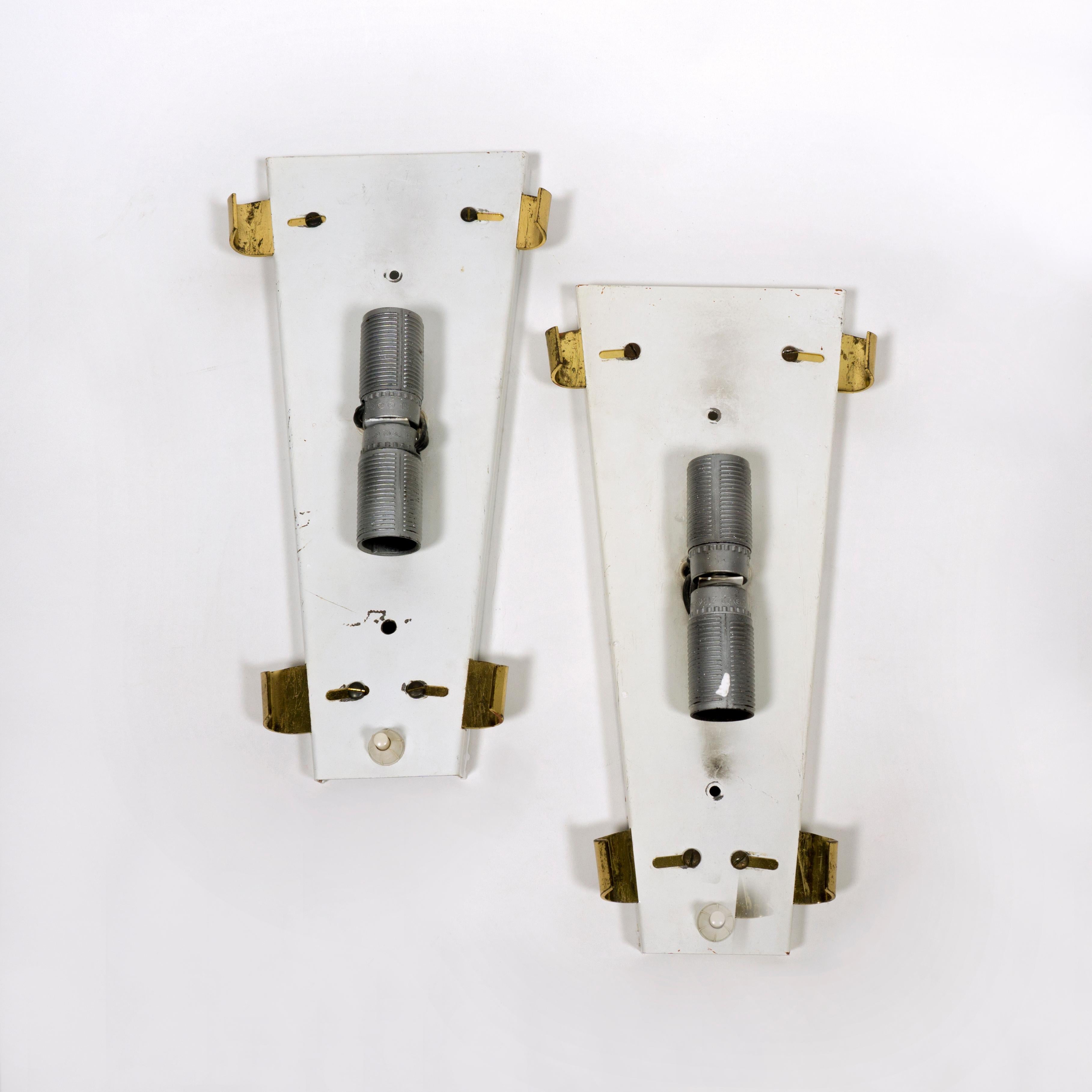 Large Pair of 1960s Angular Ice Glass Sconces Wall Lights by Hillebrand, Germany 3