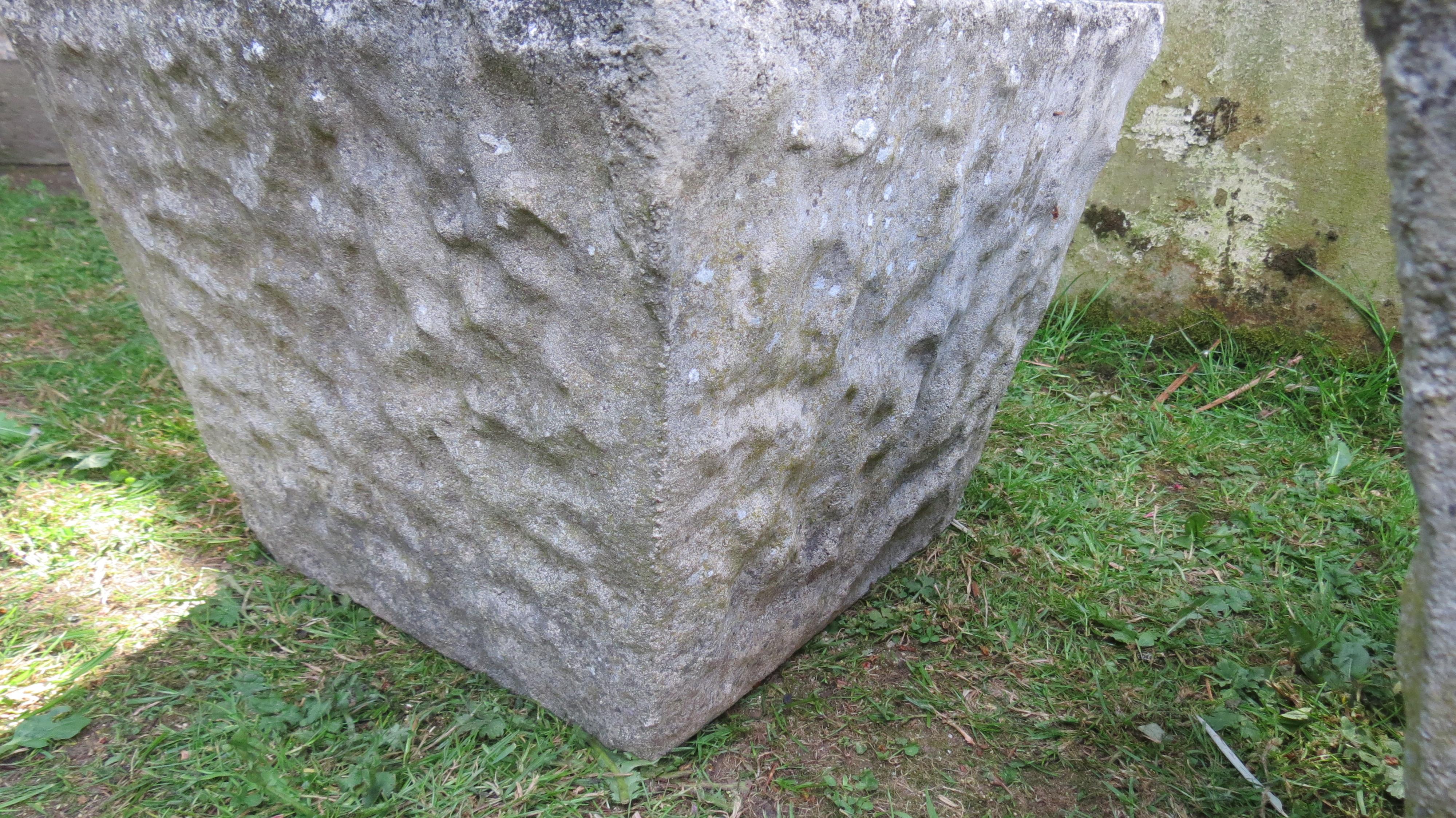Large Pair of 1970s Square Concrete Garden Planters Plant Pots In Good Condition In Stow on the Wold, GB