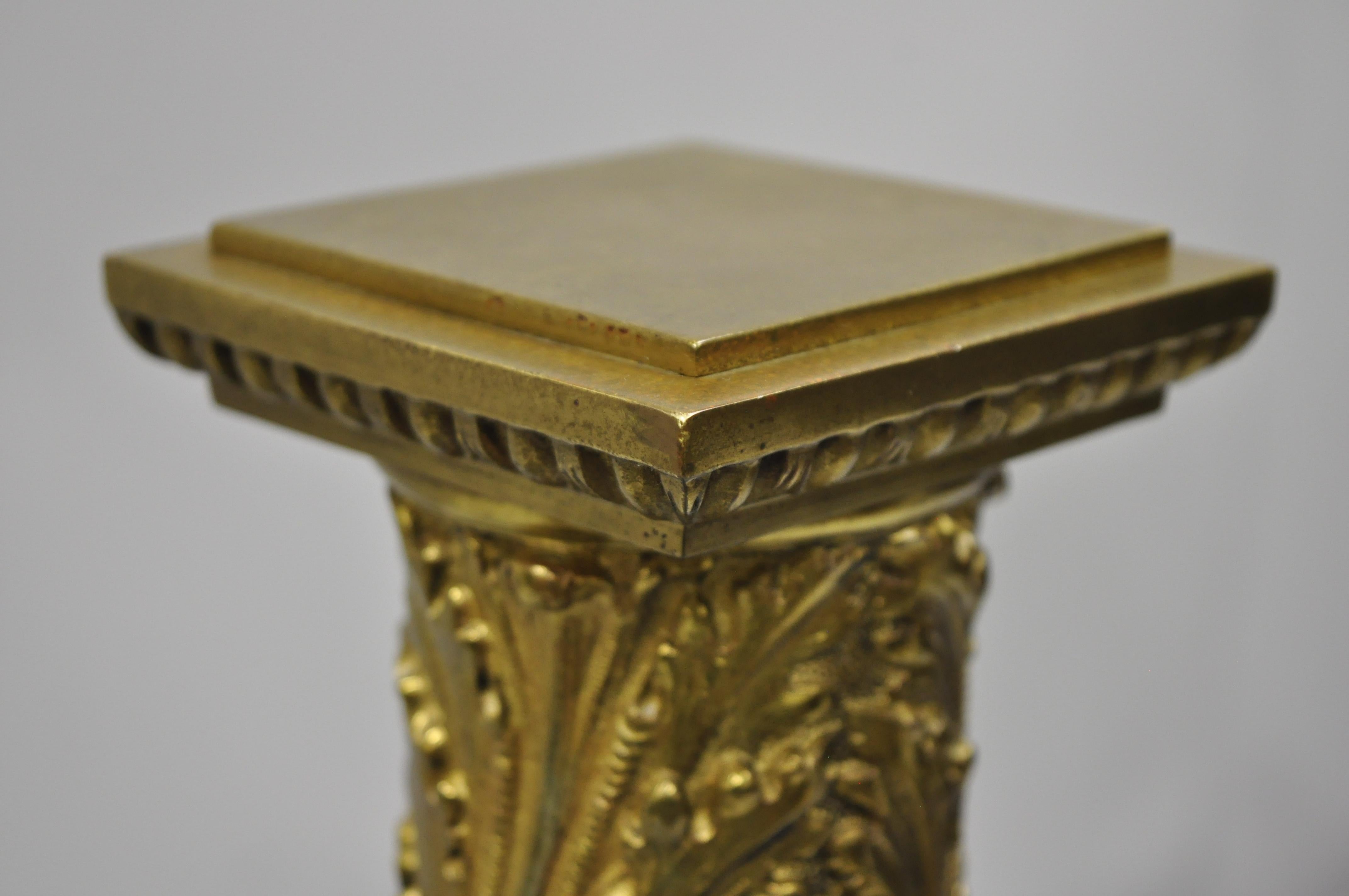 Large Pair of Bronze French Empire Paw Foot Column Fireplace Andirons 3