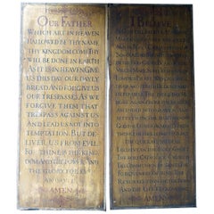 Antique Large Pair of 19th C Ecclesiastical Painted Pine Prayer Boards, St Mary’s Church