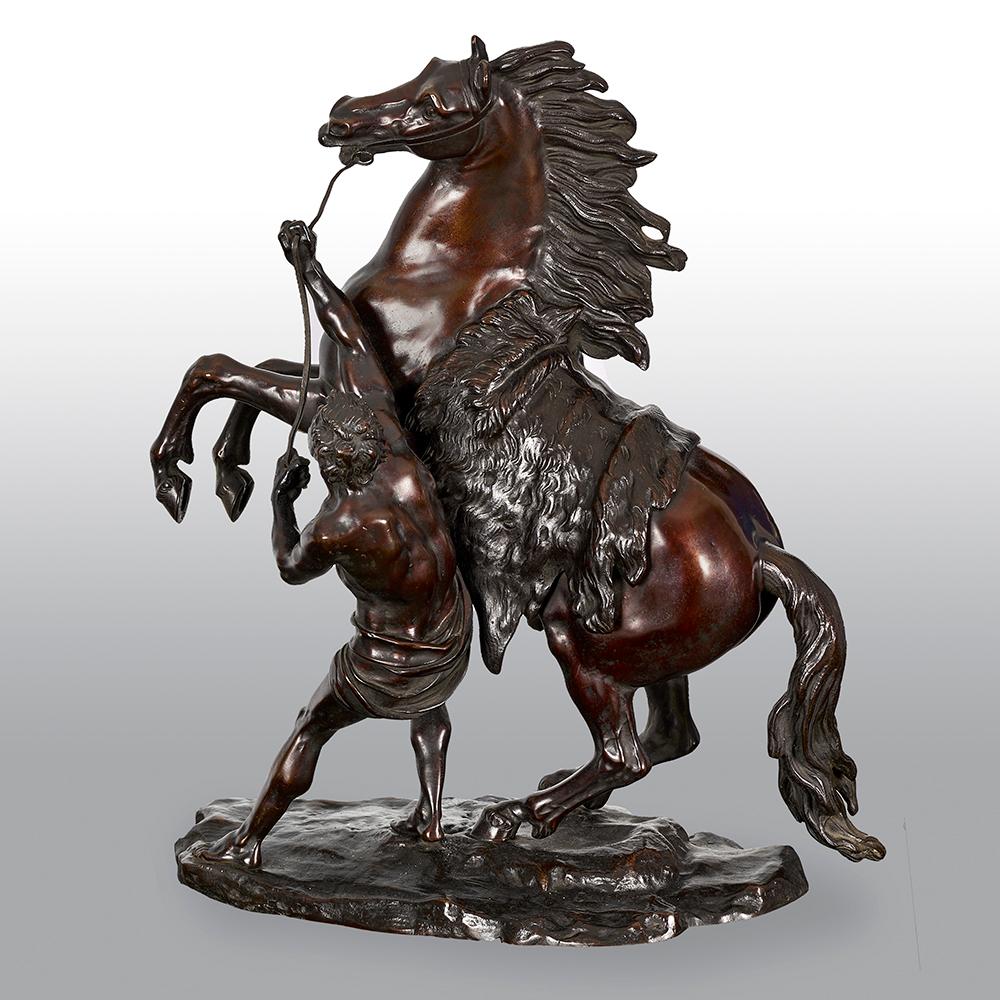 Large Pair of 19th Century Bronze Marley Horses In Good Condition In Uckfield, Sussex
