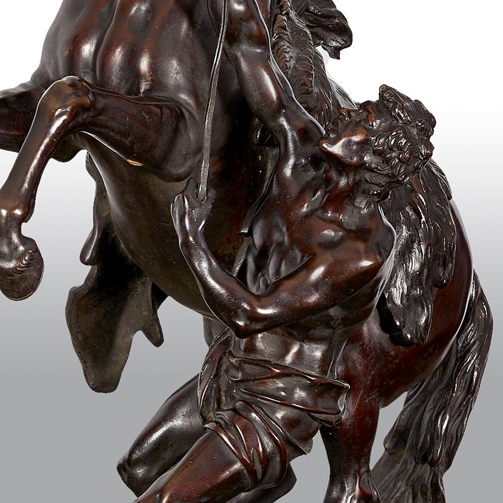 Large Pair of 19th Century Bronze Marley Horses 1