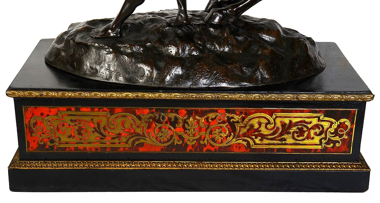 Grande coppia di cavalli di Marly in bronzo del XIX secolo su cavalletti Boulle 32