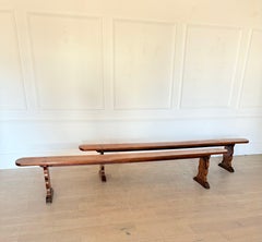 Large pair of 19th century cherrywood benches