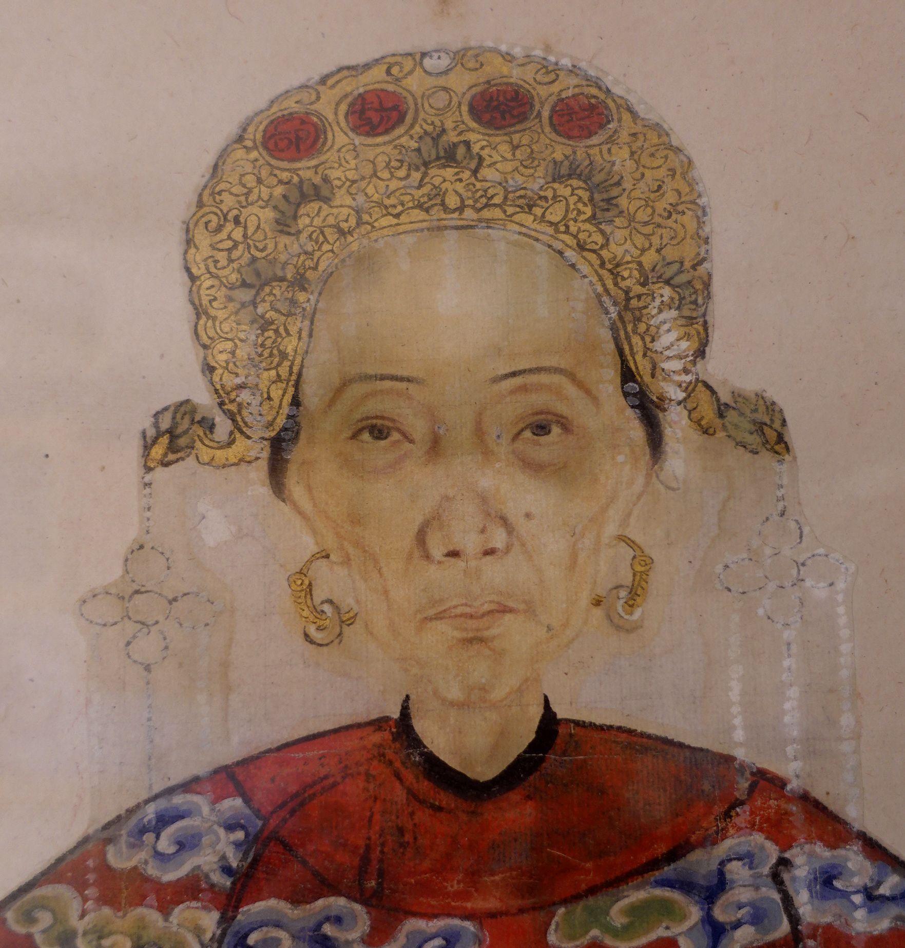 Großes Paar chinesischer gerahmter Wandleuchter-Porträts des 19. Jahrhunderts im Angebot 7