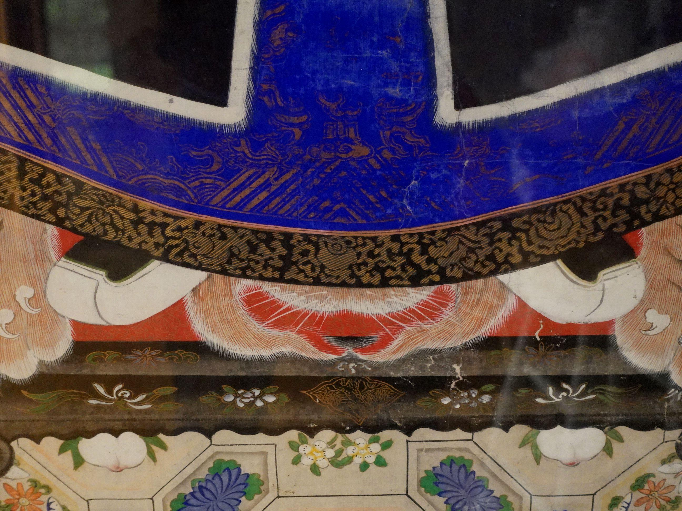 Großes Paar chinesischer gerahmter Wandleuchter-Porträts des 19. Jahrhunderts (Glas) im Angebot