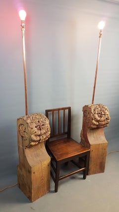 Large Pair of 19th Century Church Corbel Floor Lamps