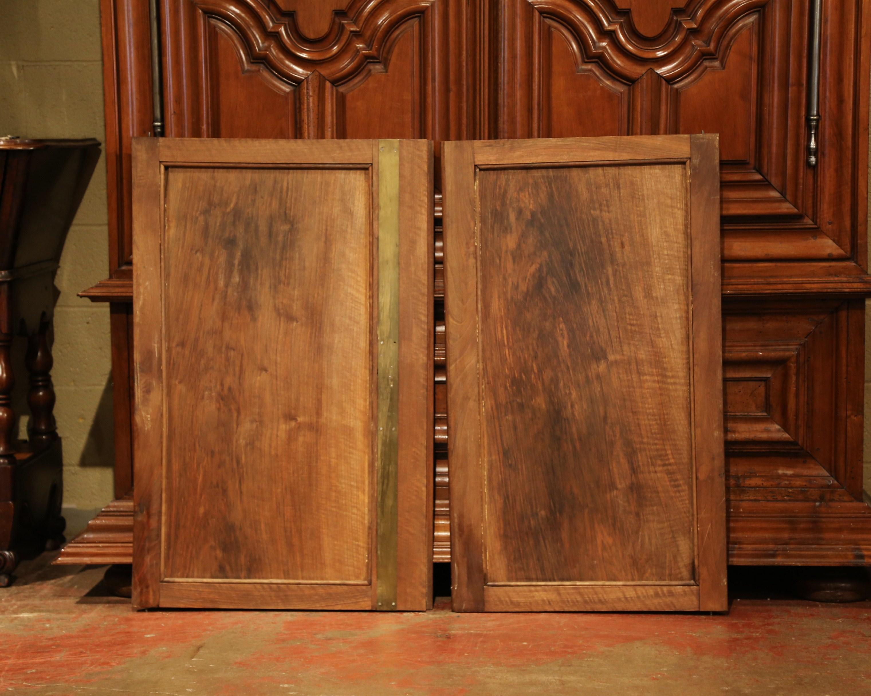 Large Pair of 19th Century French Carved Walnut Cabinet Doors with Lock 2