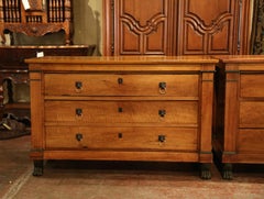 Large Pair of 19th Century French Empire Walnut Chest of Drawers