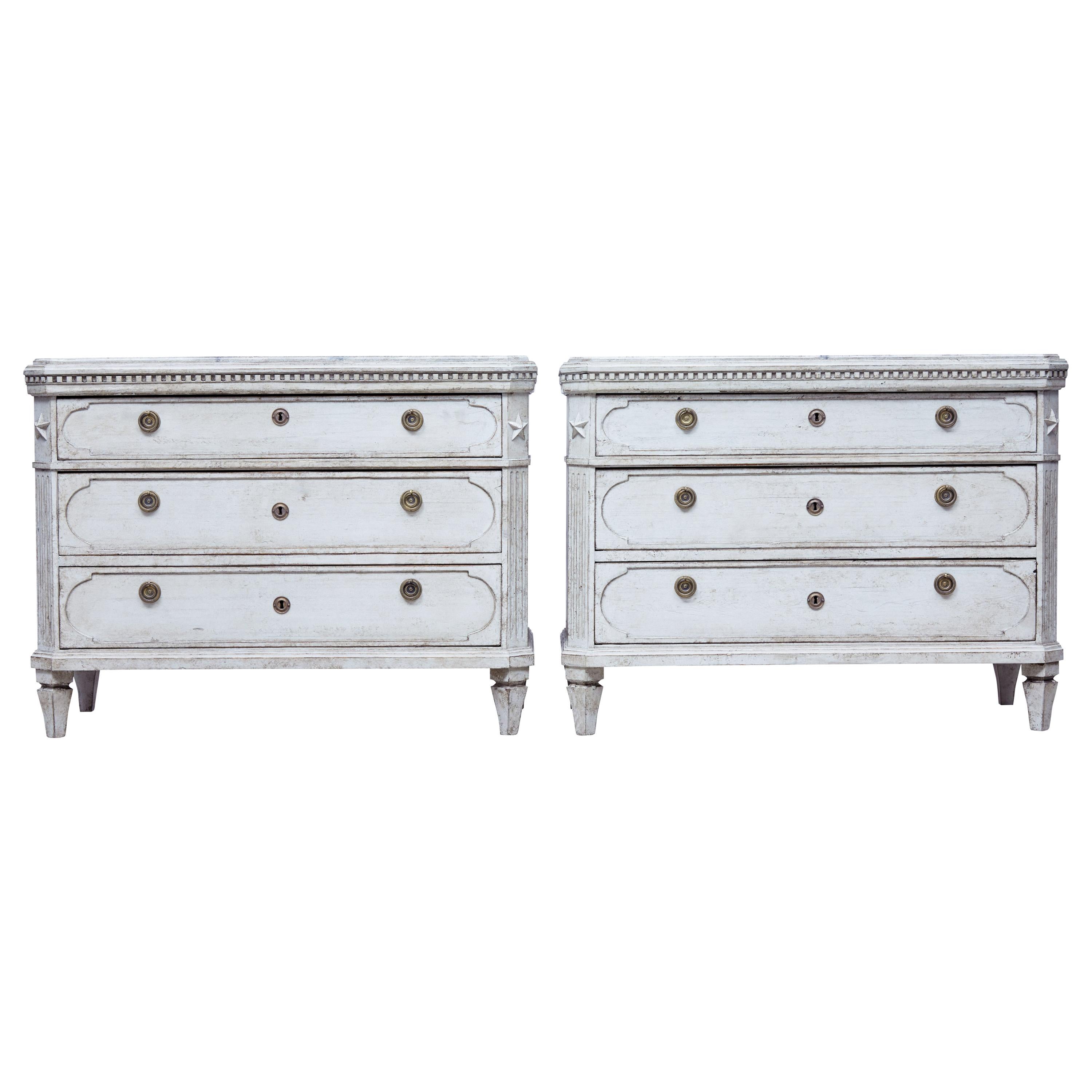 Large Pair of 19th Century Gustavian Inspired Swedish Commodes