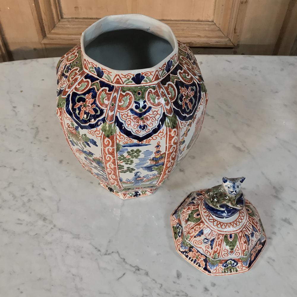 Large Pair of 19th Century Hand-Painted Delft Vases 4