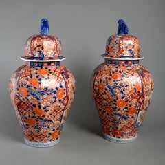 Large Pair of 19th Century Imari Vases