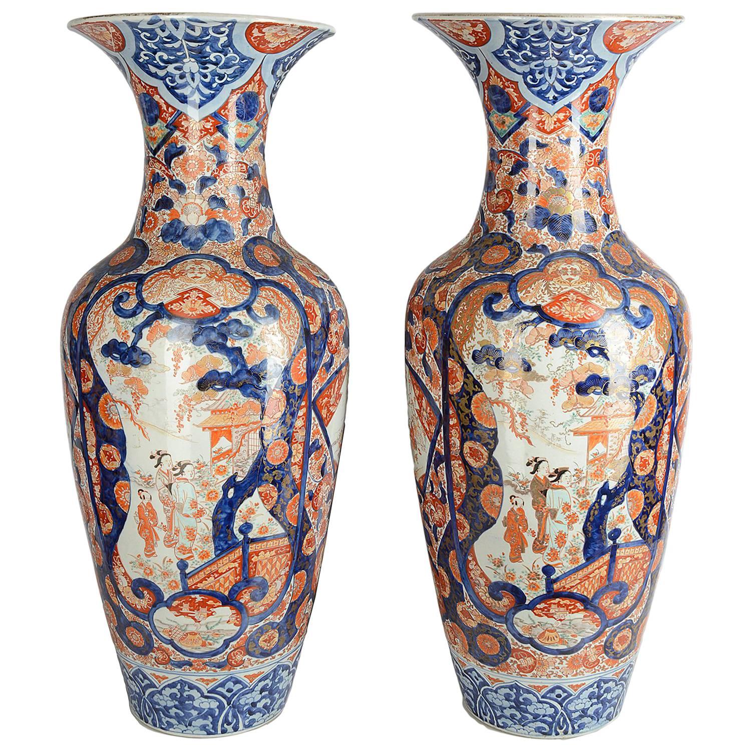 Large Pair of 19th Century Imari Vases