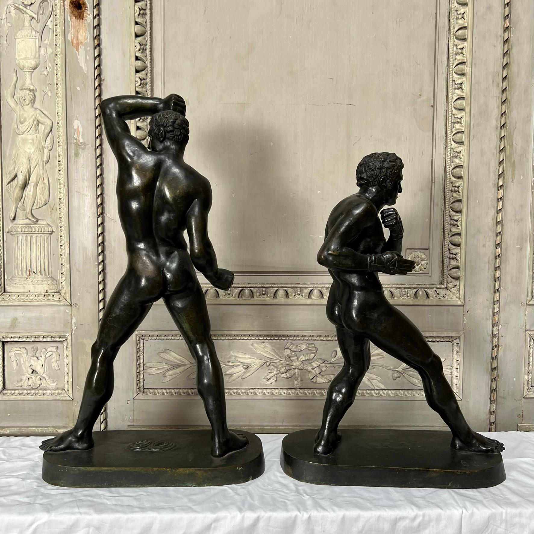 Grand Tour  Large Pair of 19th Century Italian Bronzes of Creugas and Demoxenos  For Sale