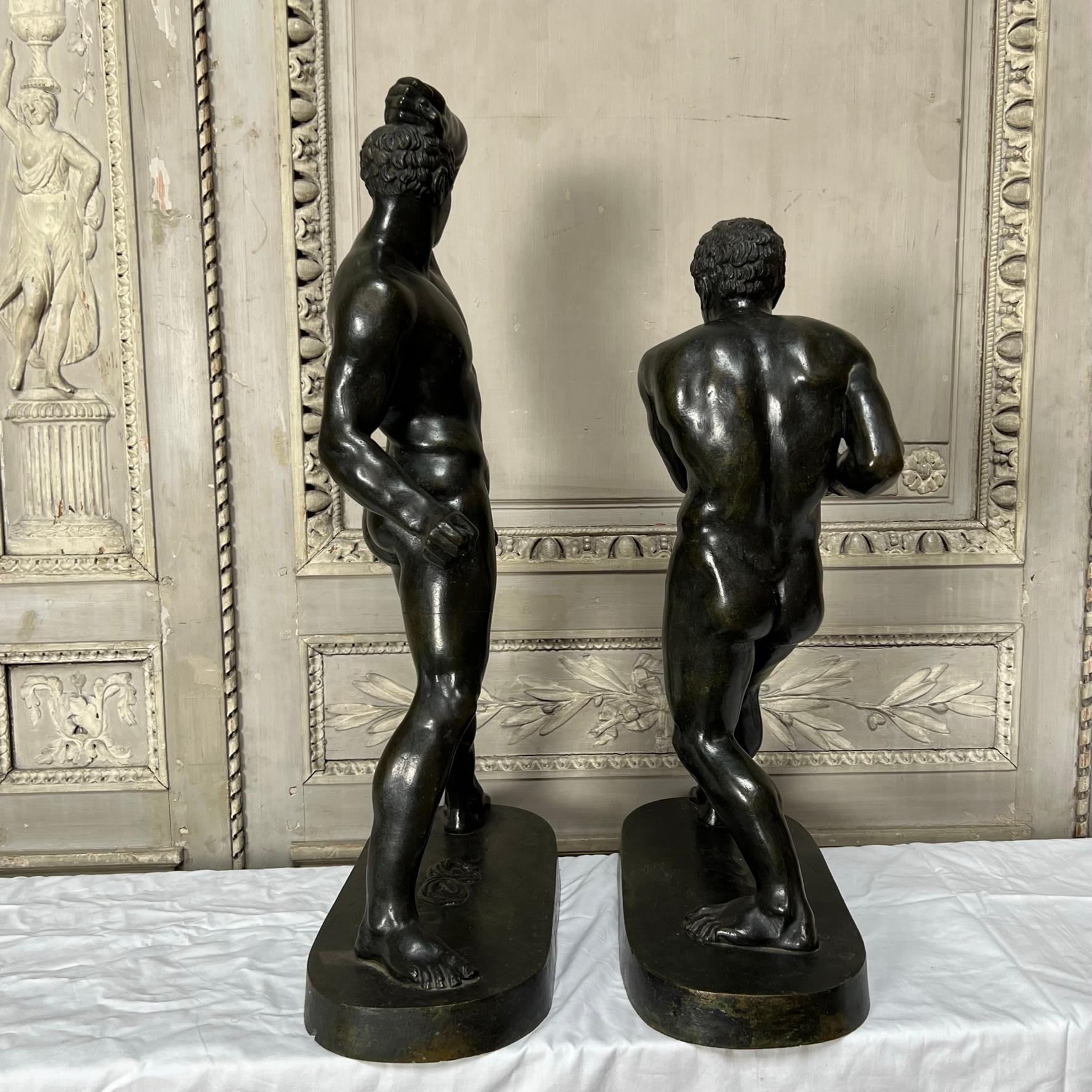 Cast  Large Pair of 19th Century Italian Bronzes of Creugas and Demoxenos  For Sale