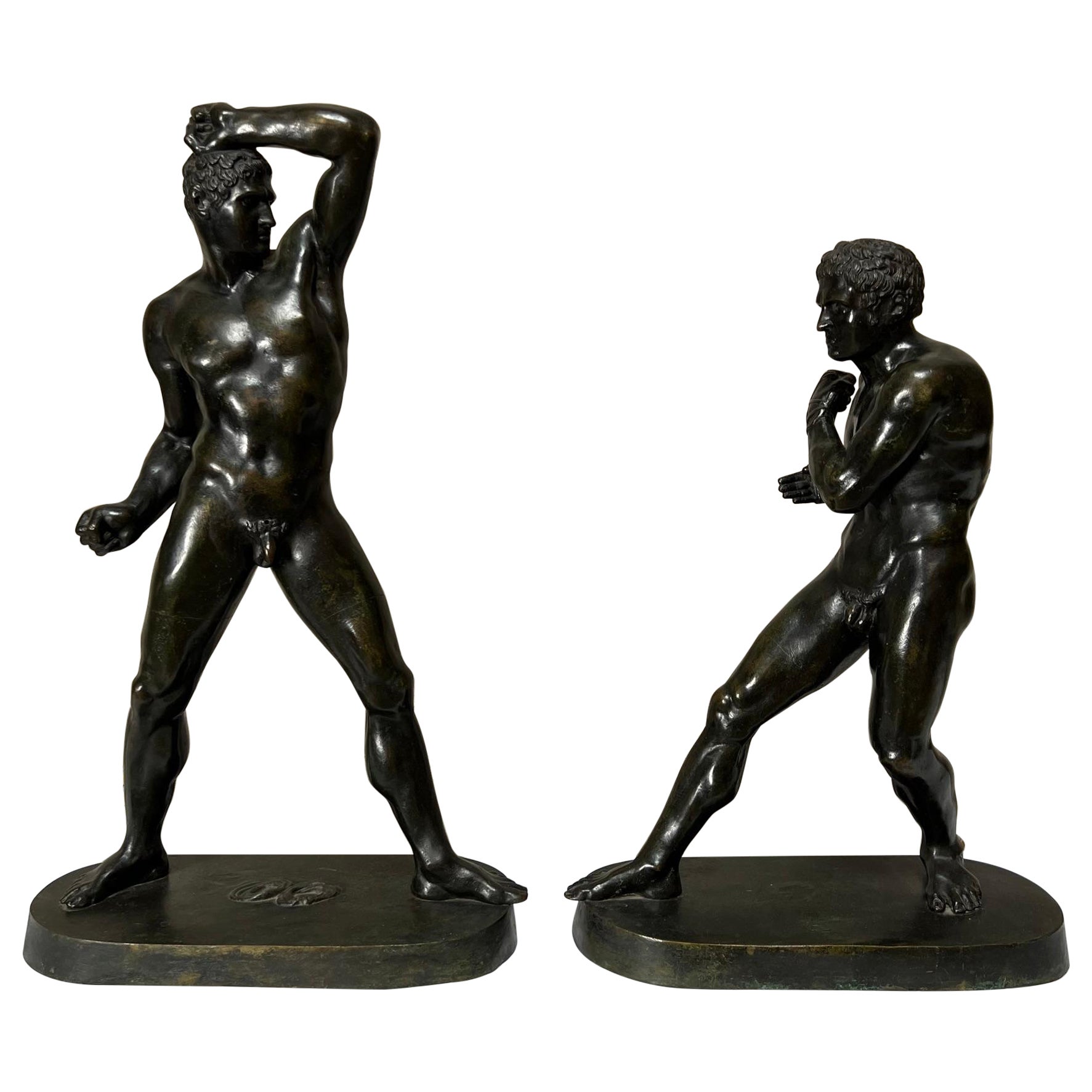 Large Pair of 19th Century Italian Bronzes of Creugas and Demoxenos