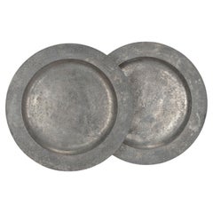 Large Pair of 19th Century Pewter Platters, Dated 1885