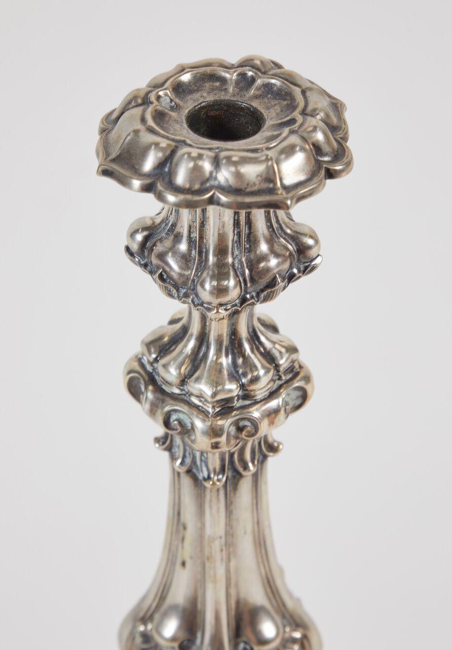 Large Pair of 19th Century Sterling Silver Candlesticks, France 4