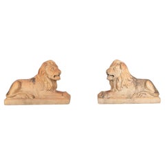 Large Pair of 19th Century Terracotta Lions