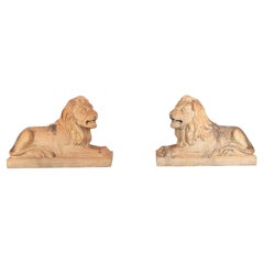 Large Pair of 19th Century Terracotta Lions