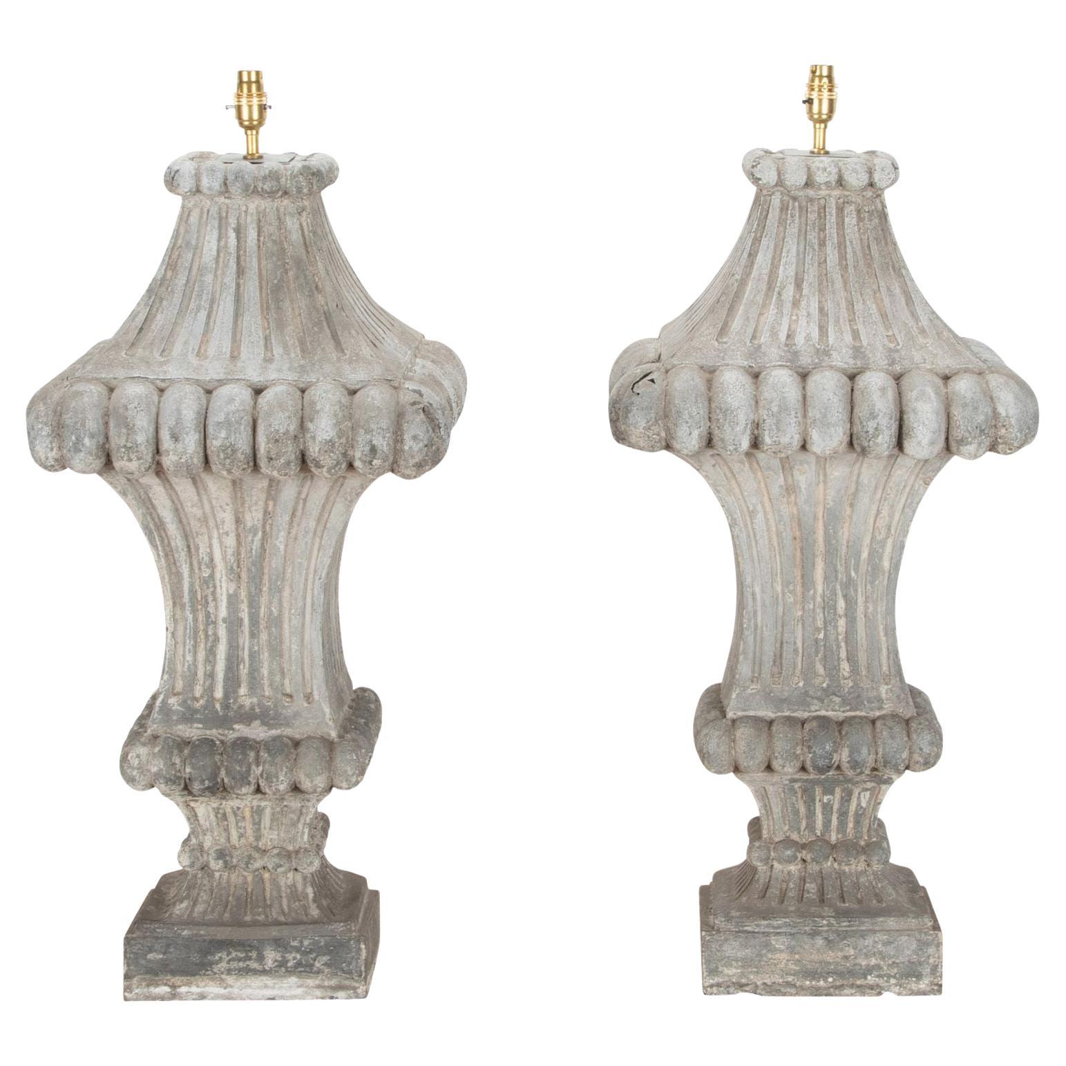 Large Pair of 19th Century Zinc Lamps