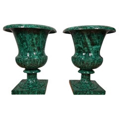 Large Pair of 20th-Century Malachite Vases – 100 cm