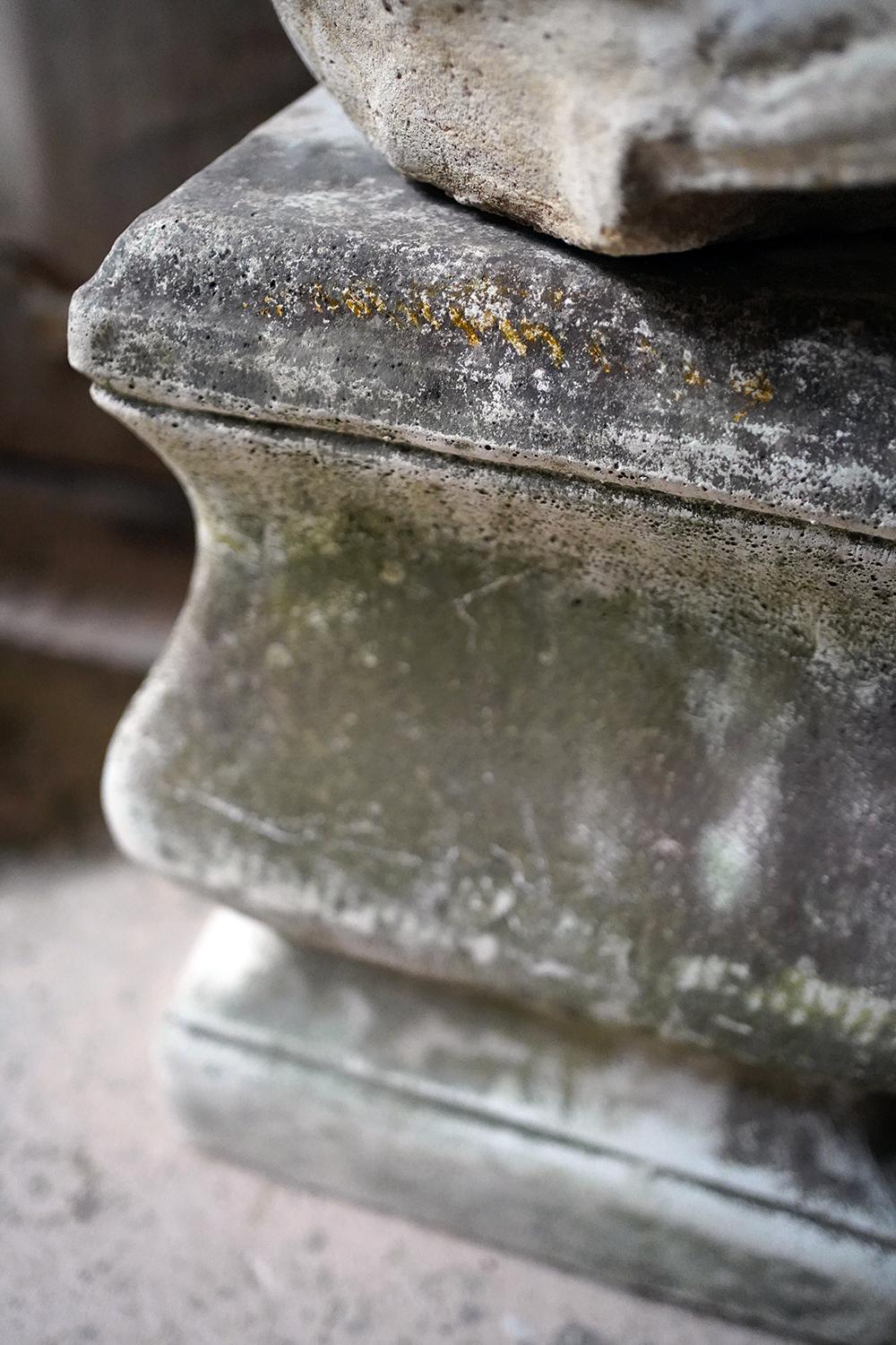 Large Pair of 20thC Cast Stone Dolphins On Plinths, c.1940-60 For Sale 10