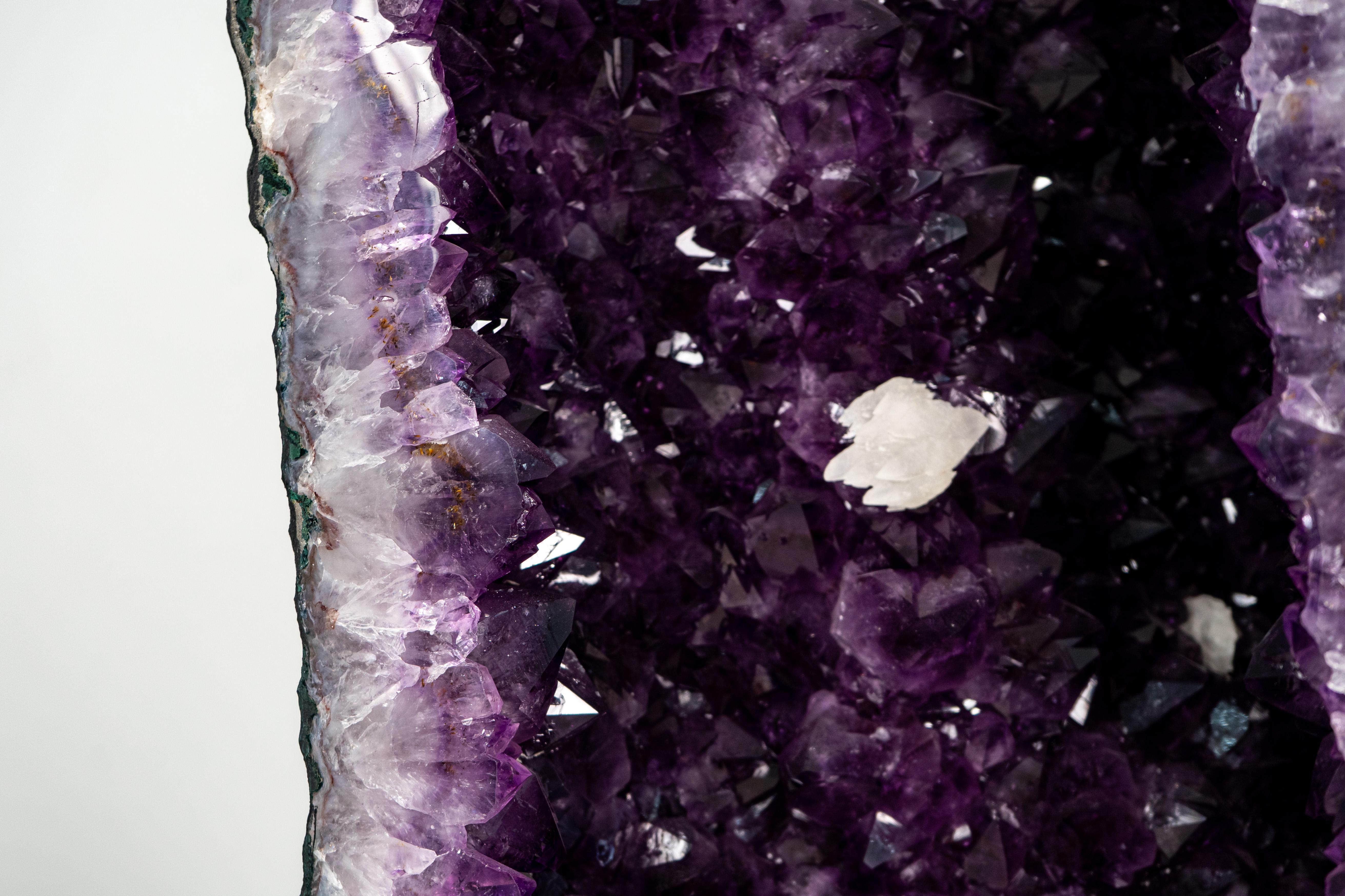 Contemporary Large Pair of AAA Amethyst Cathedral Geodes For Sale