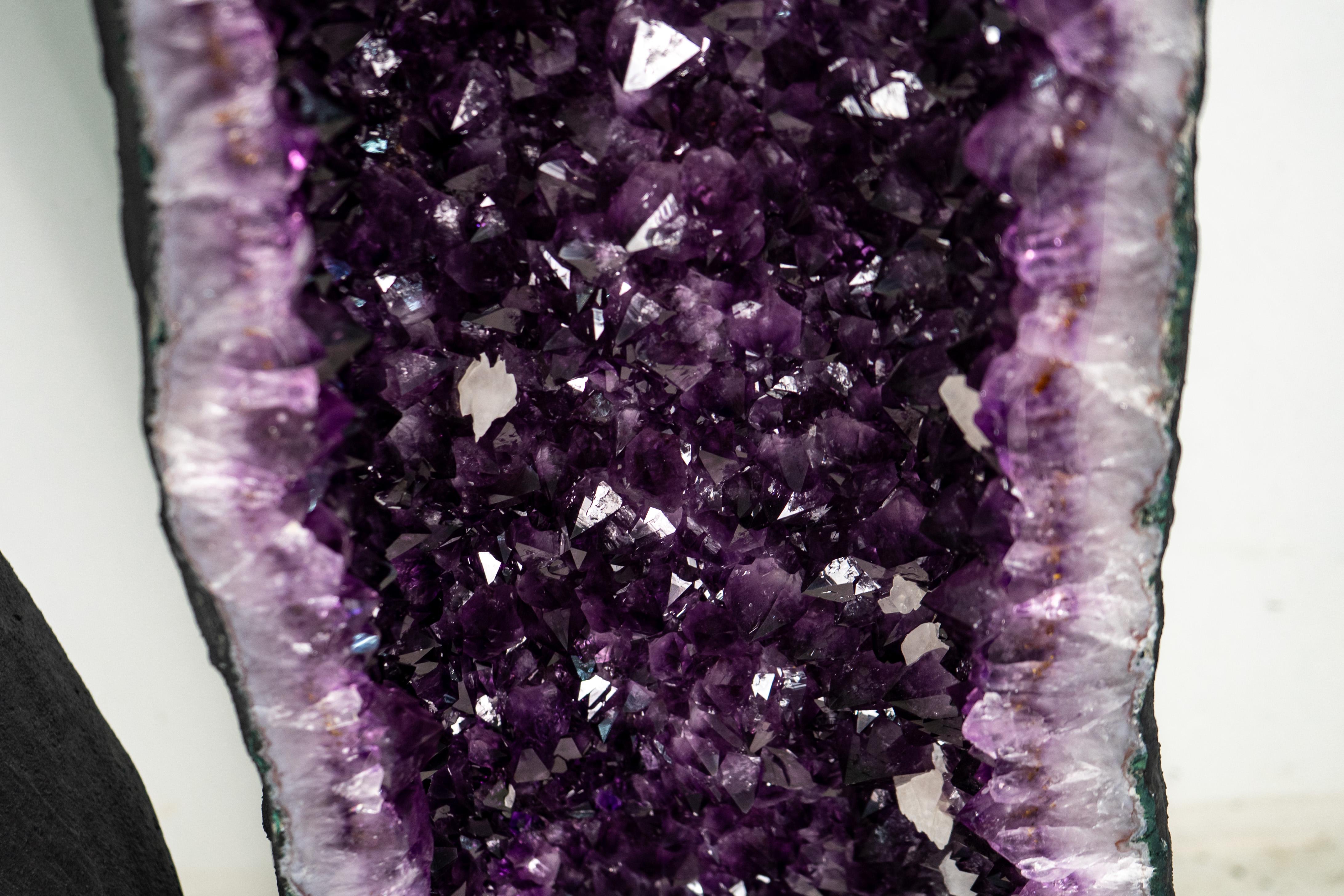 Crystal Large Pair of AAA Amethyst Cathedral Geodes For Sale