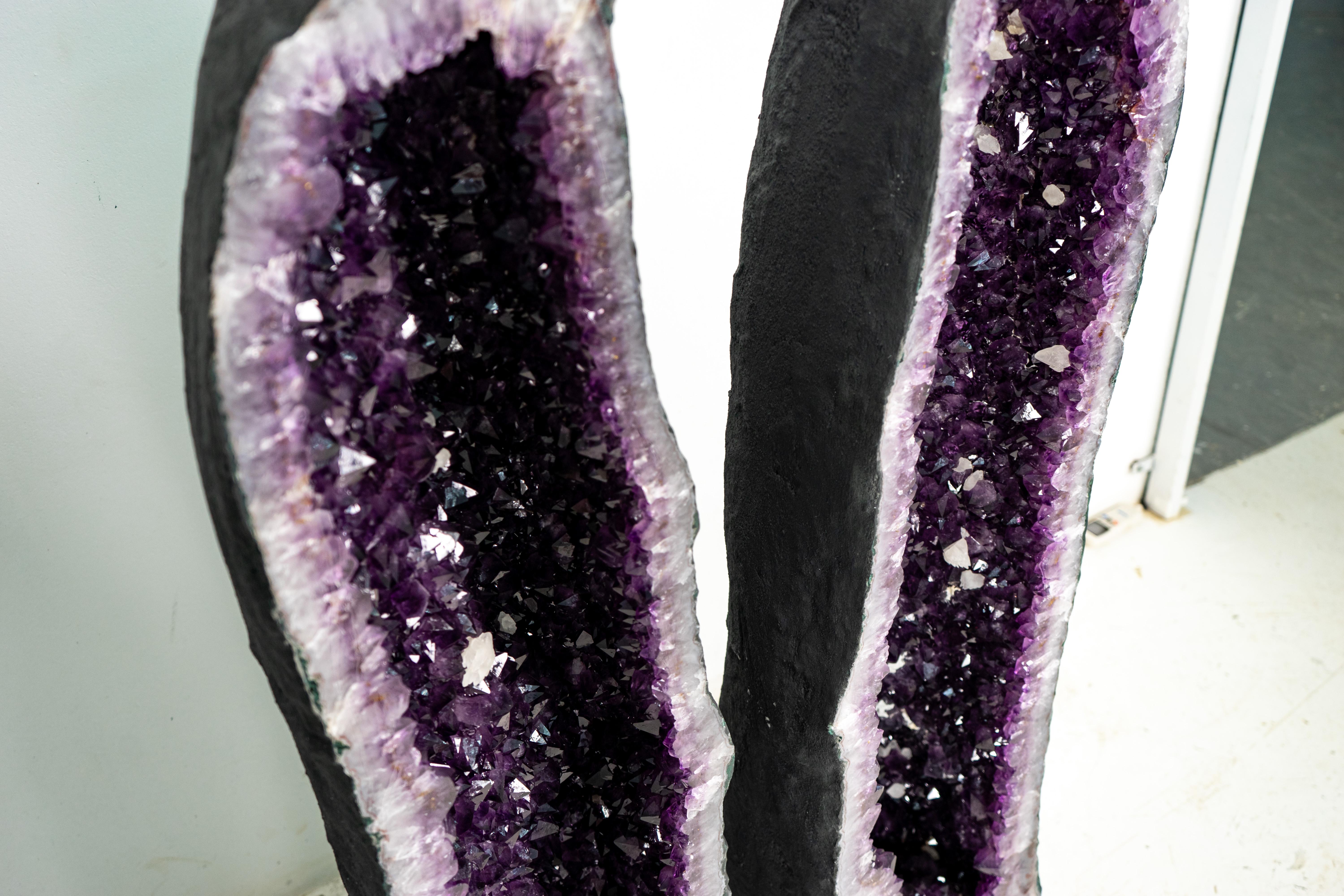 Large Pair of AAA Amethyst Cathedral Geodes For Sale 3