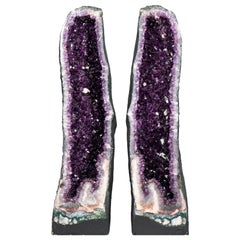 Large Pair of AAA Amethyst Cathedral Geodes