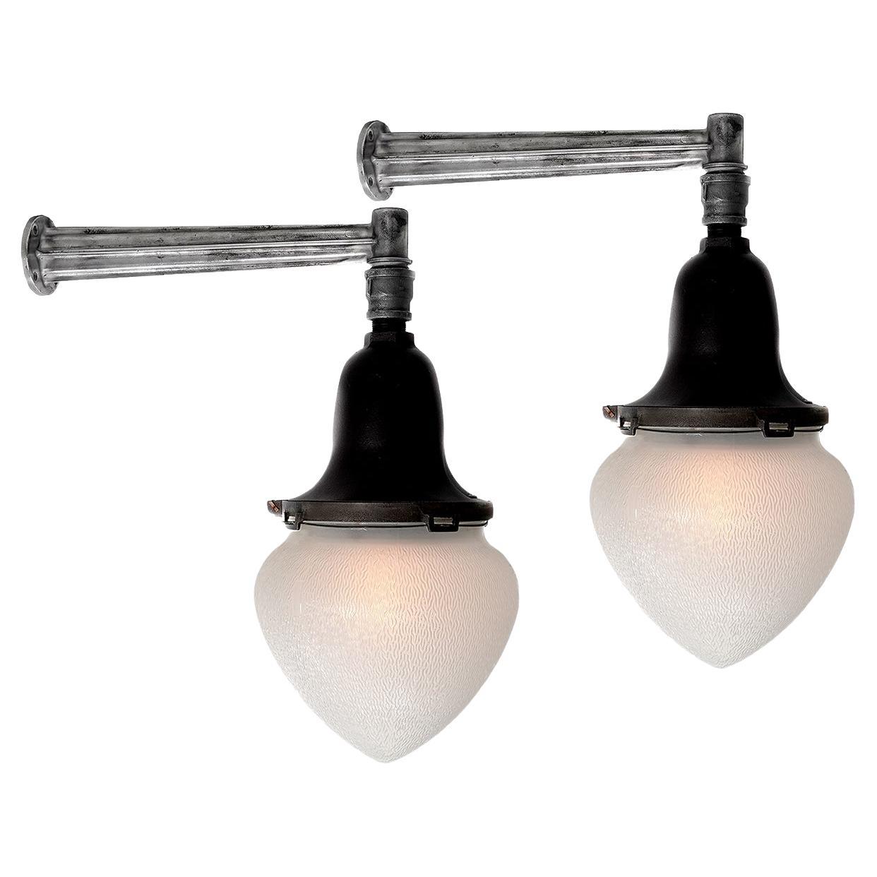 Large Pair of Acorn Street Light Sconces For Sale