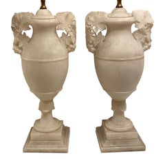 Large Pair of Alabaster Table Lamps