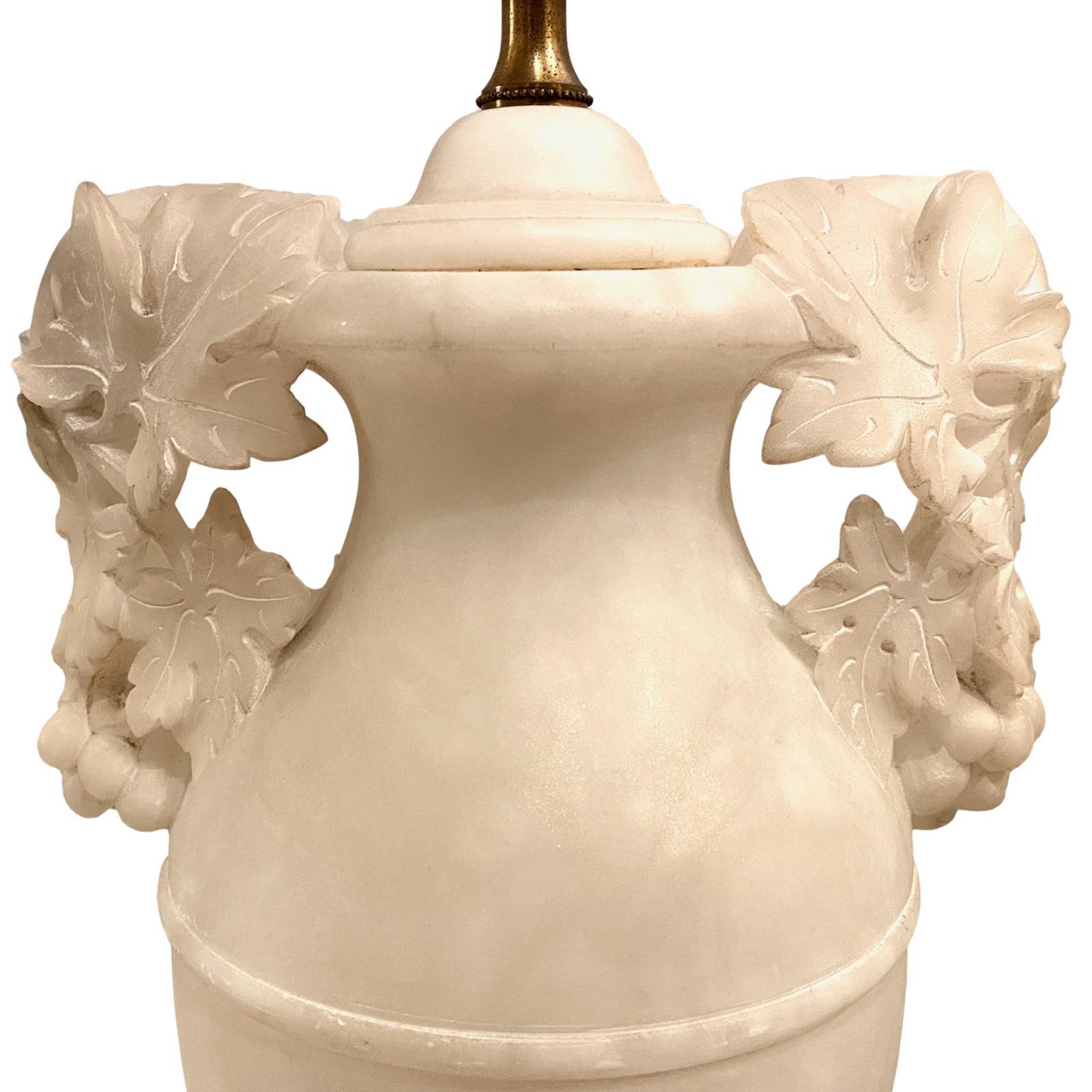 French Large Pair of Alabaster Table Lamps For Sale