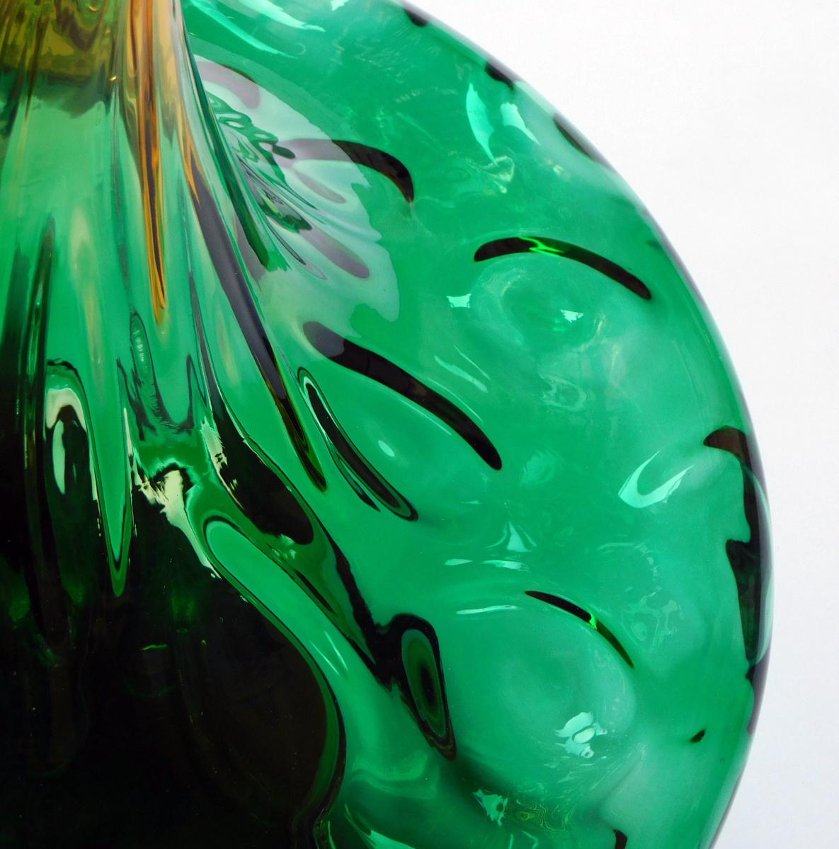 Moderne Paire de grandes lampes américaines des années 1970 en verre d'art jaune et vert en vente
