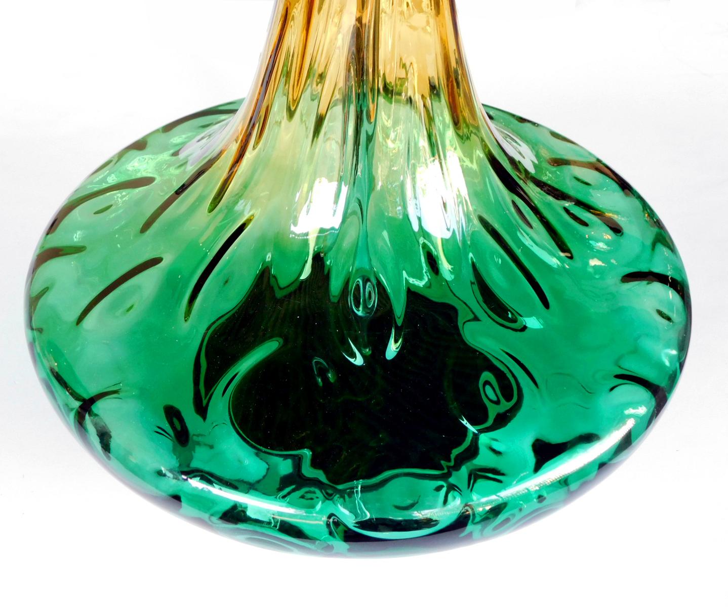 vintage green glass lamp