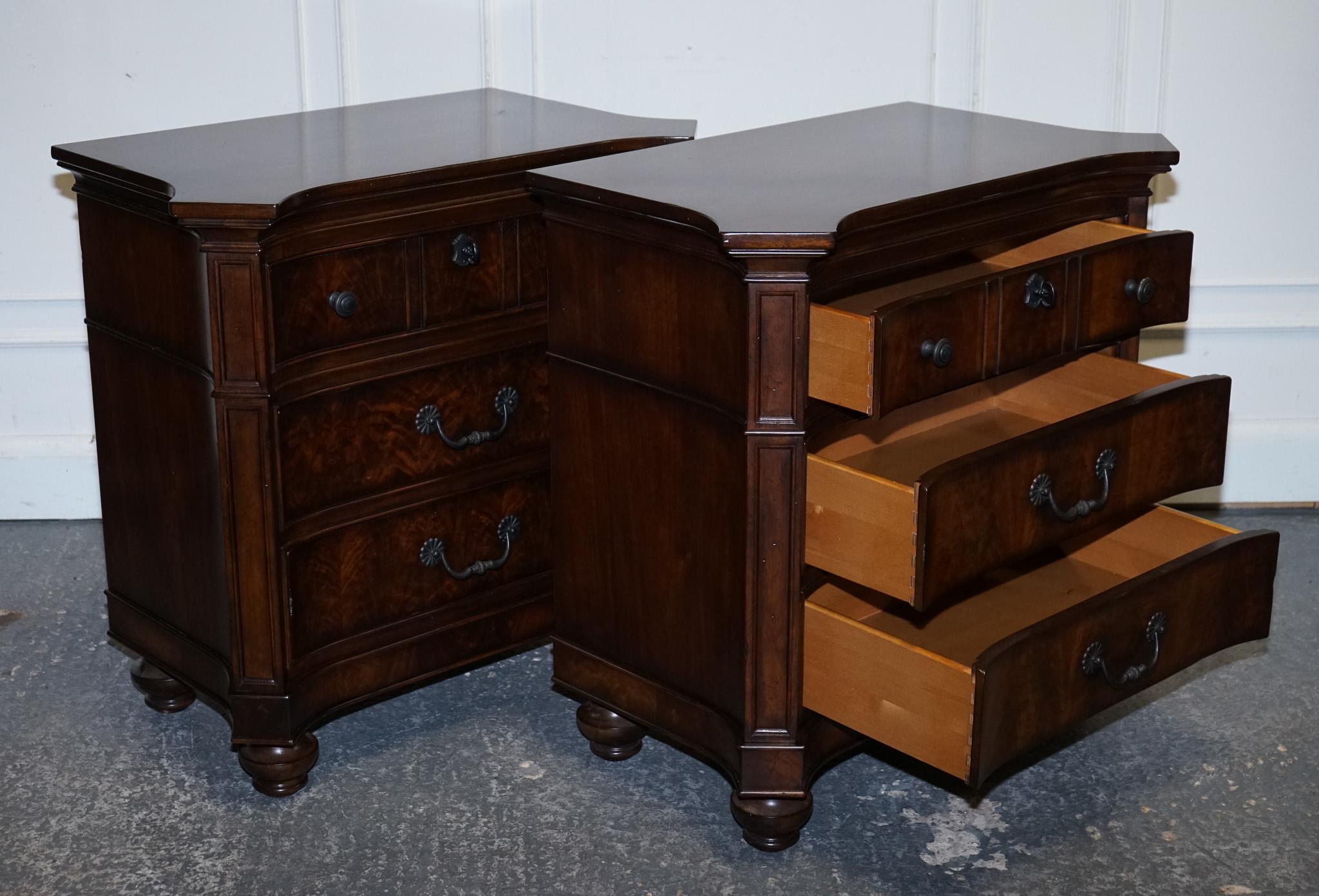 
Antiques of London


A substantial and beautifully made large pair of American Thomasville “Trinidad” nightstands, offering both presence and practicality in a classic, refined style. These bedside tables embody the quality and craftsmanship for