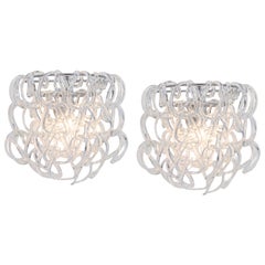 Grande coppia di applique a parete di Angelo Mangiarotti Murano, Vistosi, Italia, 1960