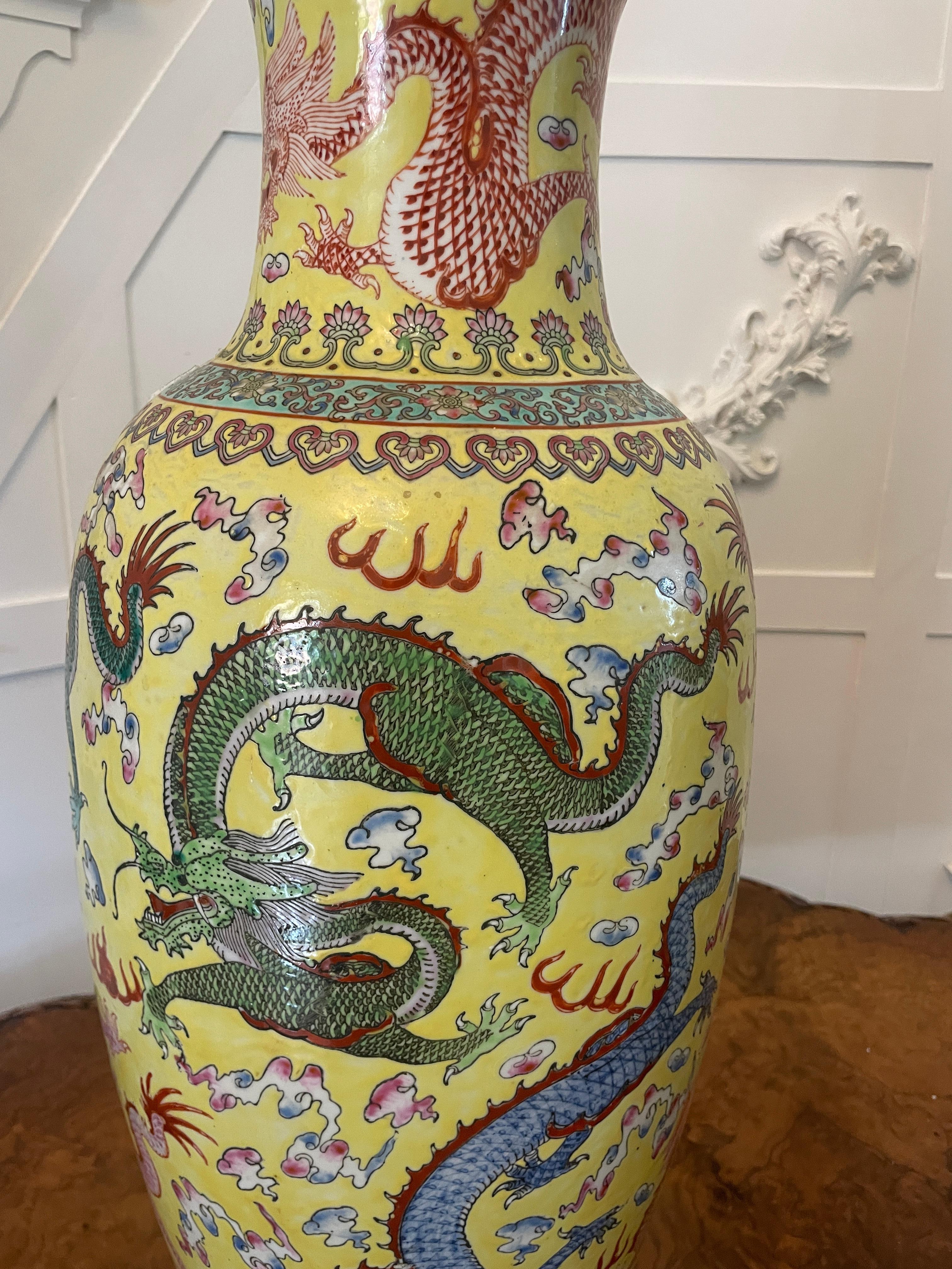 Large Pair of Antique 19th Century Chinese Porcelain Vase Lamps 105 x 24 cm For Sale 8