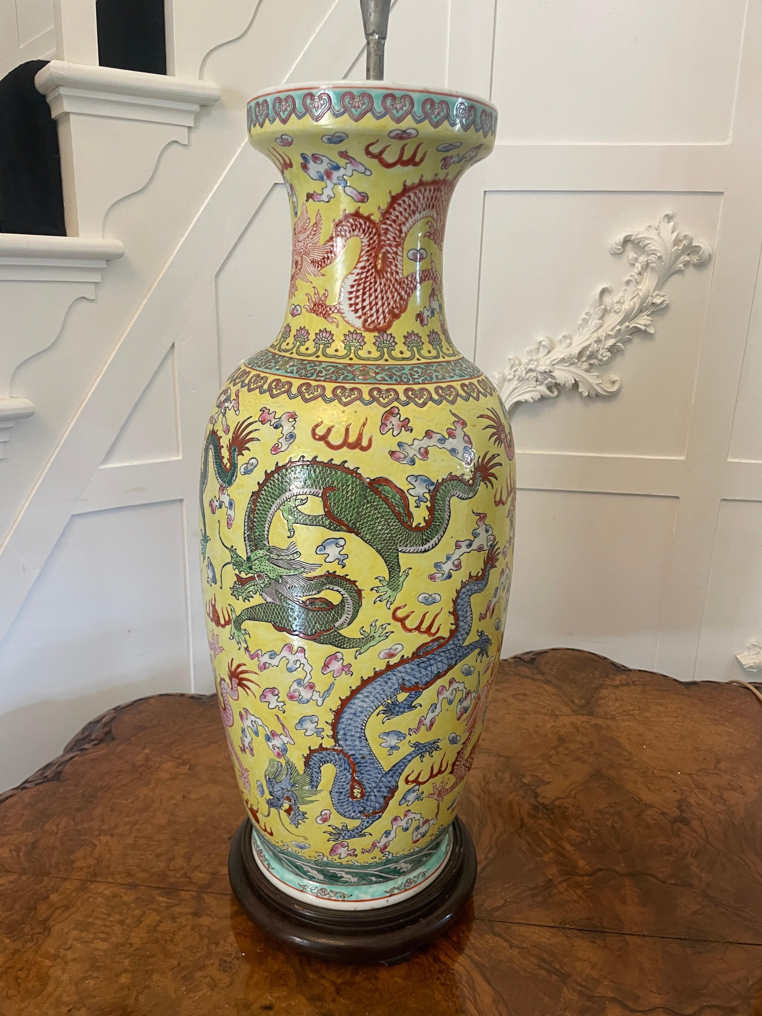 Large Pair of Antique 19th Century Chinese Porcelain Vase Lamps 105 x 24 cm For Sale 9