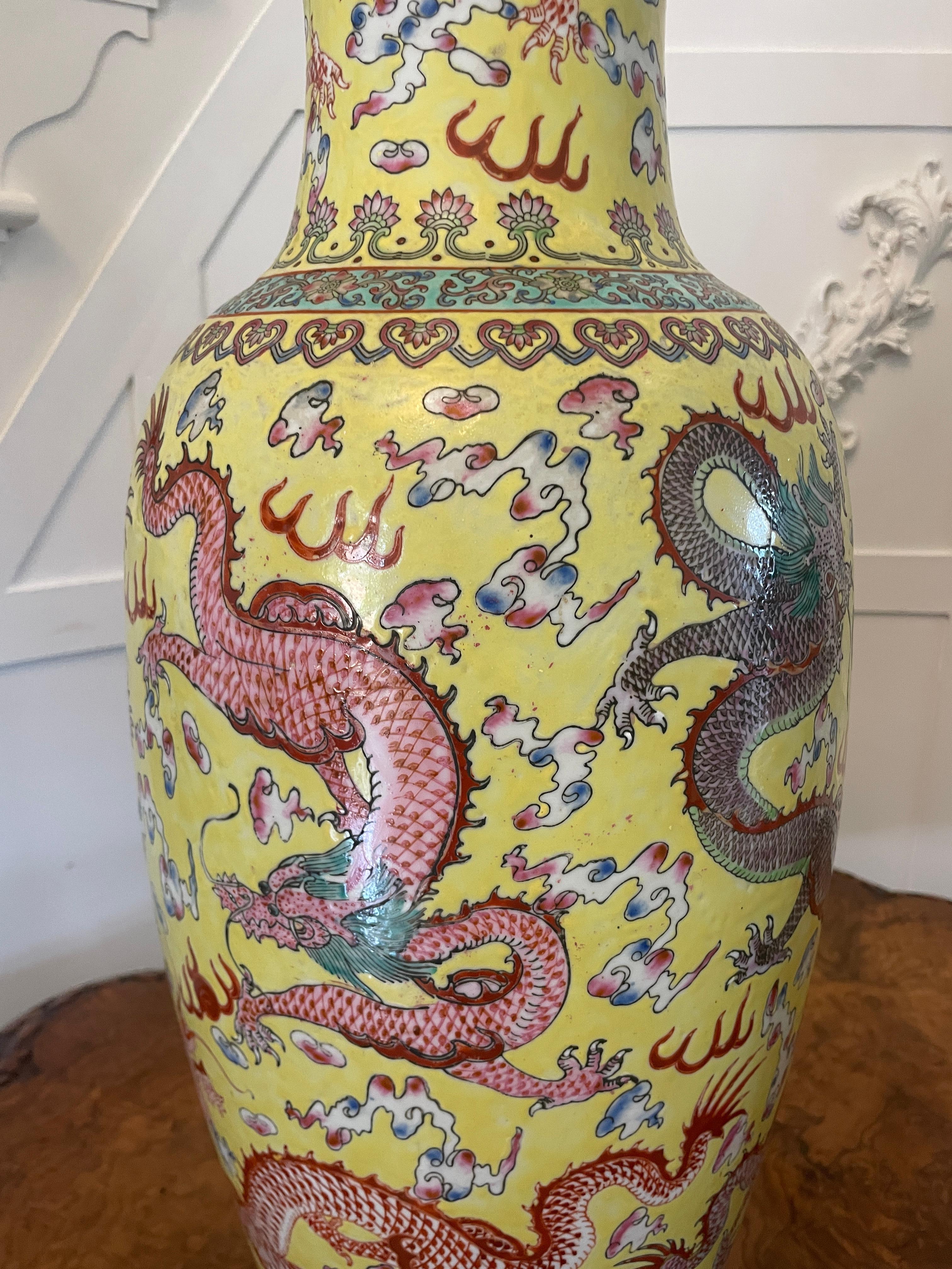 Large Pair of Antique 19th Century Chinese Porcelain Vase Lamps 105 x 24 cm For Sale 12