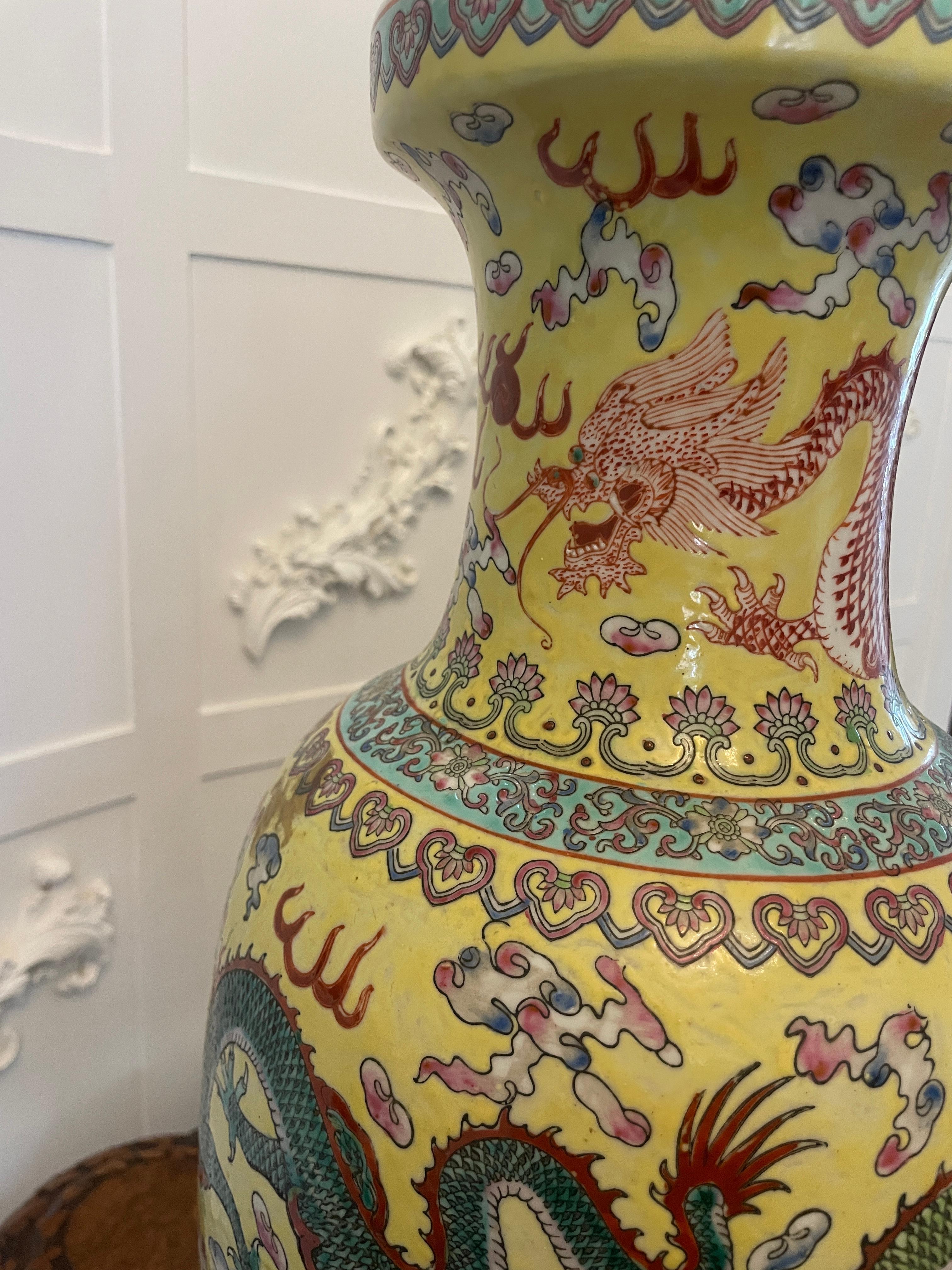 Large Pair of Antique 19th Century Chinese Porcelain Vase Lamps 105 x 24 cm In Good Condition For Sale In Suffolk, GB