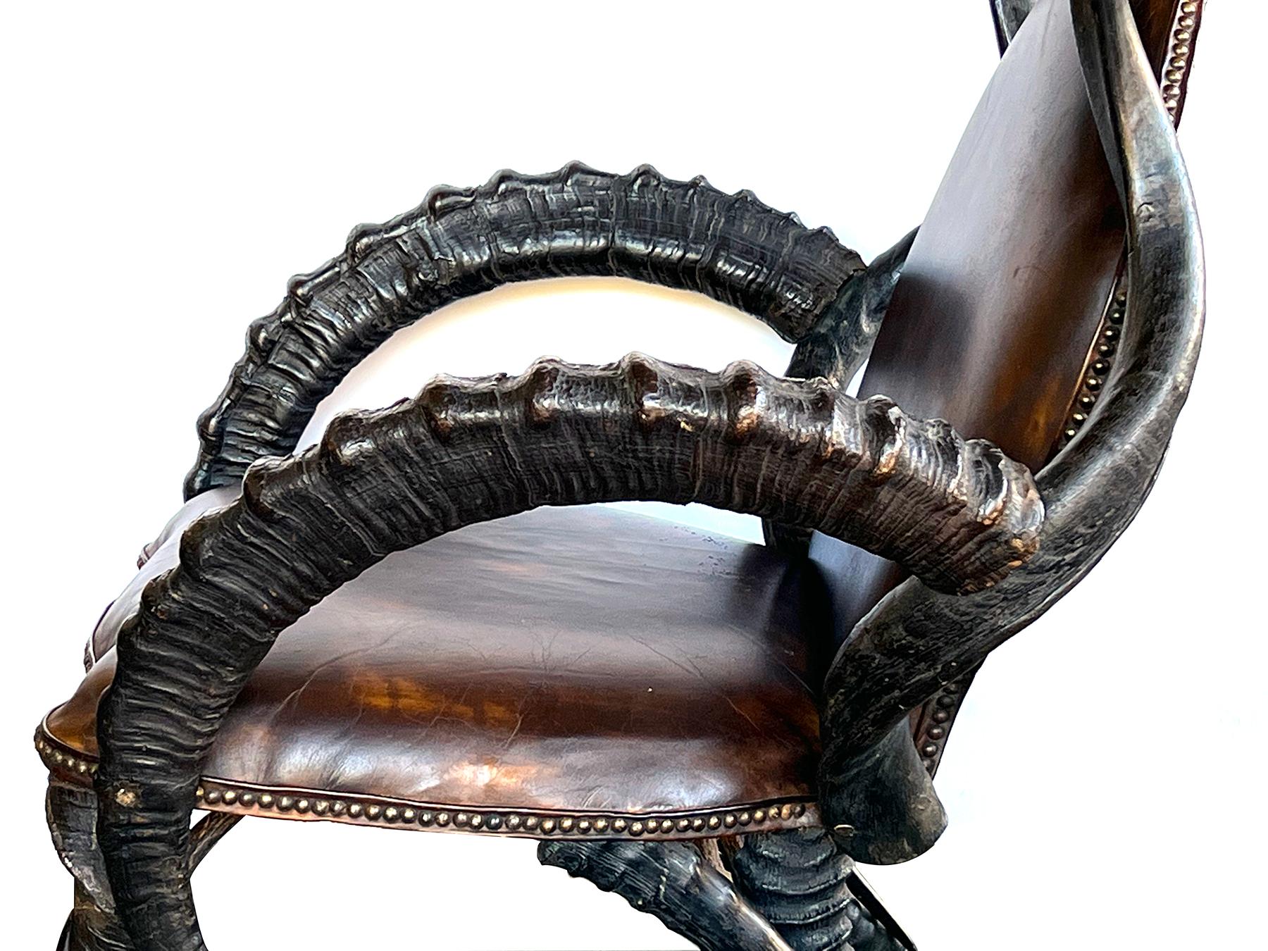 Early 20th Century Large Pair of Antique African Kudu Antelope Armchairs