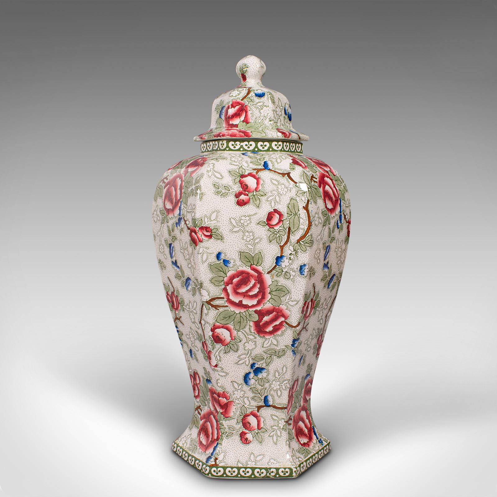 20th Century Large Pair of Antique Baluster Urns, English Ceramic, Decorative Jar, Vase, 1920