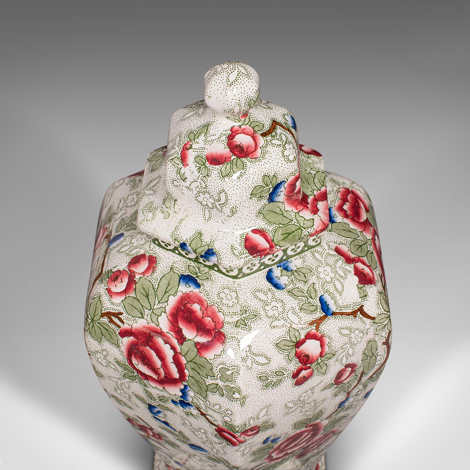 Large Pair of Antique Baluster Urns, English Ceramic, Decorative Jar, Vase, 1920 4