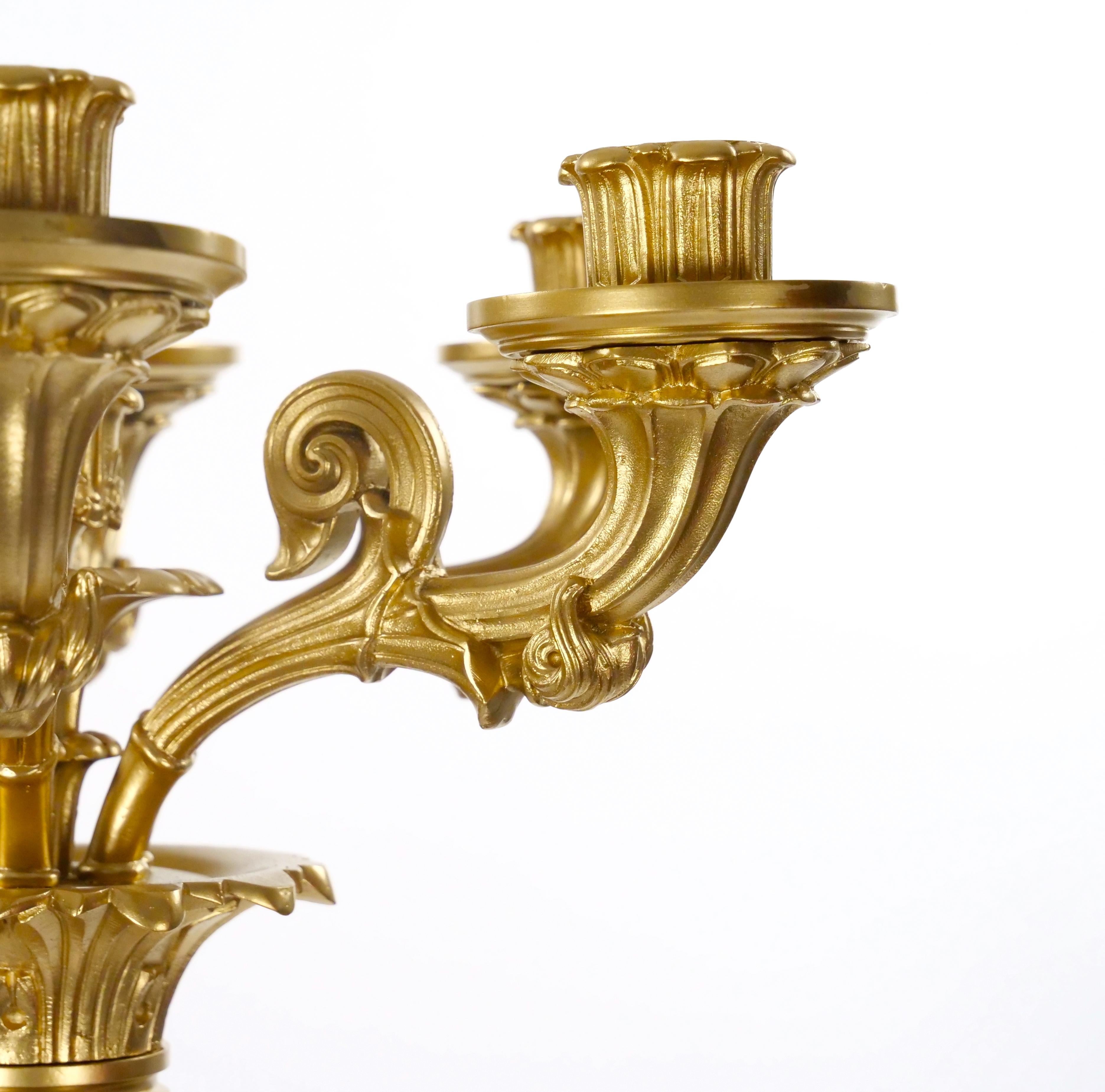 Large Pair of Antique Charles X Style French Bronze Candelabra For Sale 6