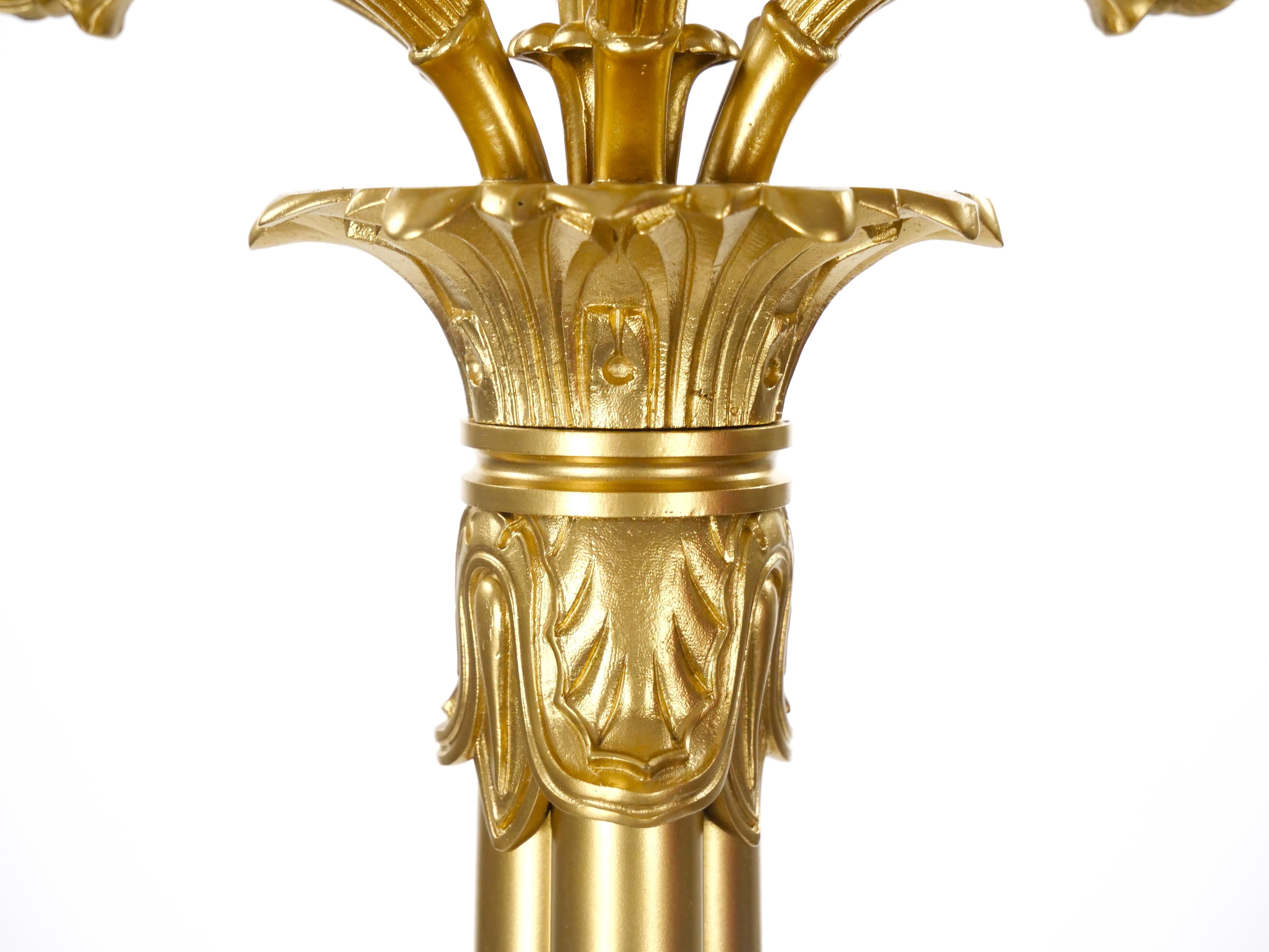 Large Pair of Antique Charles X Style French Bronze Candelabra For Sale 8