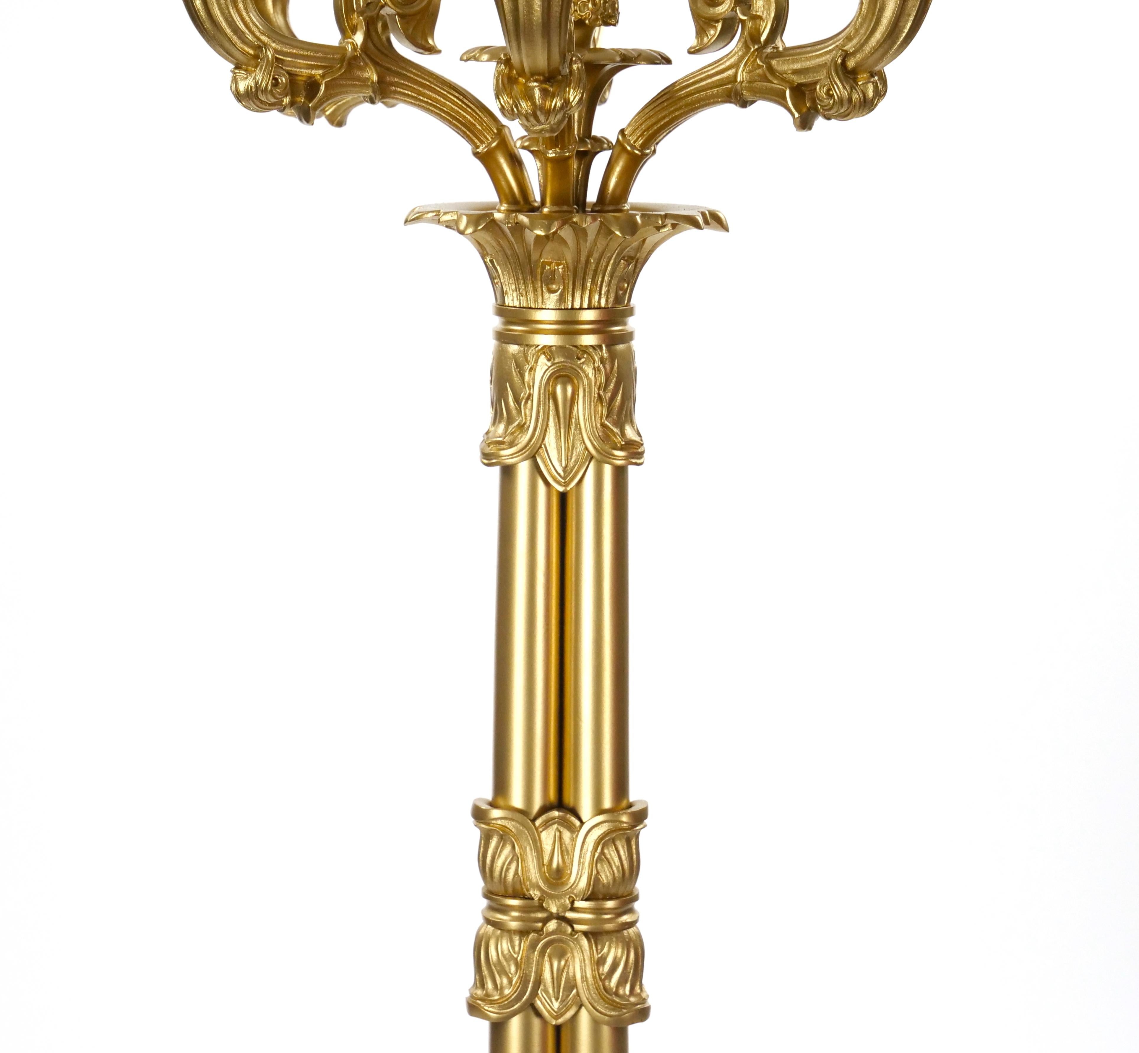 Late 19th Century Large Pair of Antique Charles X Style French Bronze Candelabra For Sale