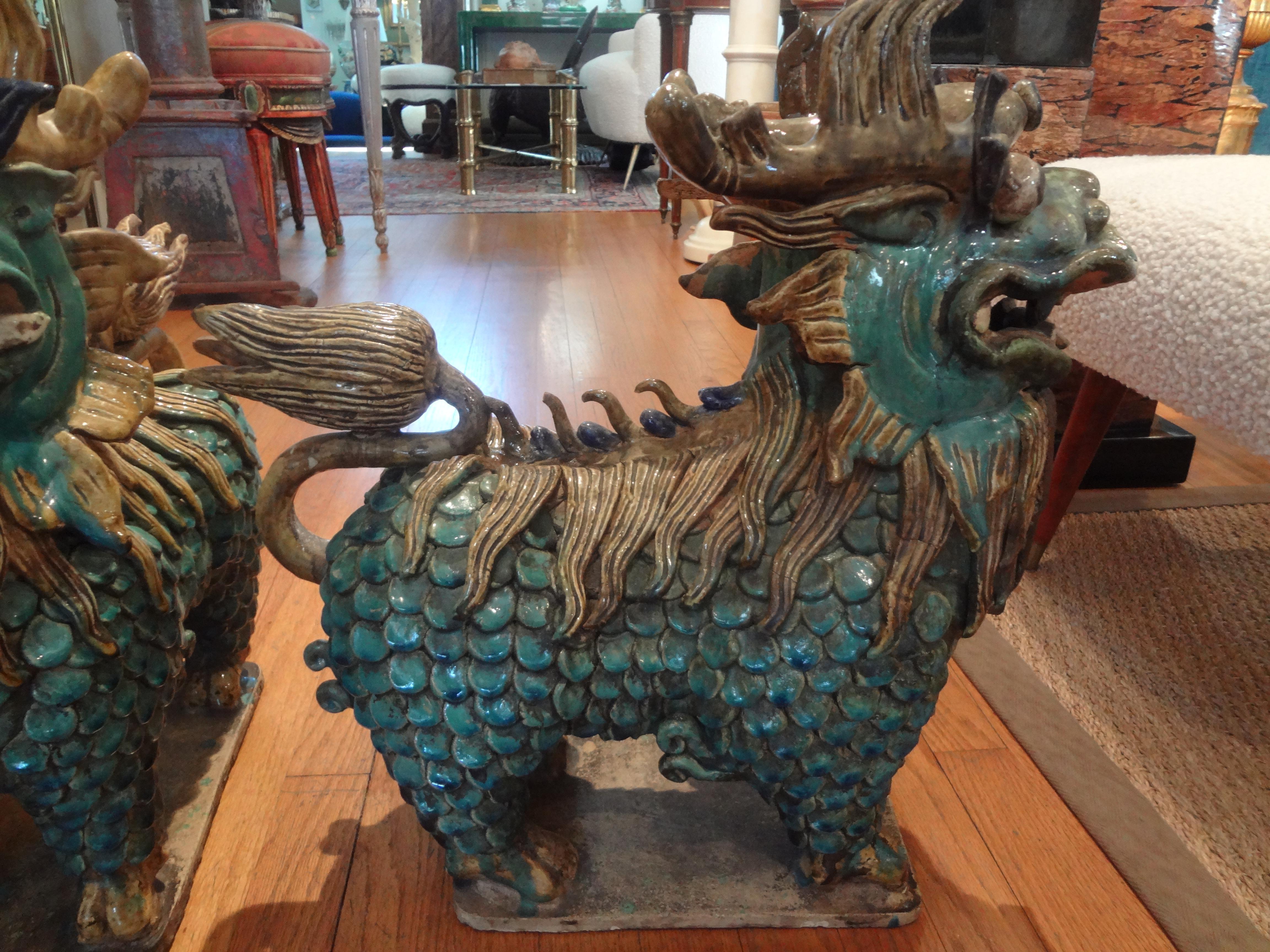 Large Pair of Antique Chinese Porcelain Foo Dogs For Sale 4