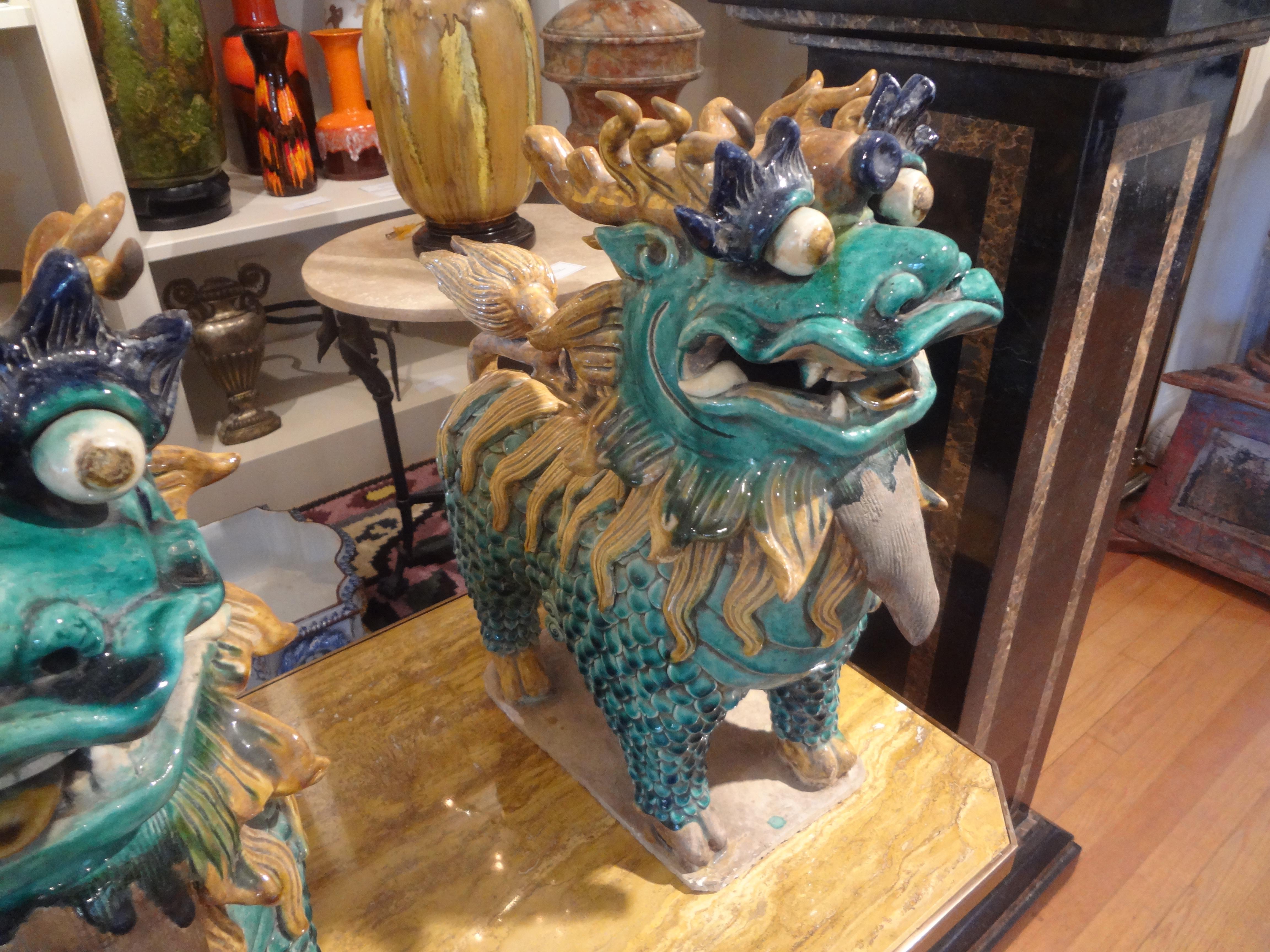 Large Pair of Antique Chinese Porcelain Foo Dogs 3